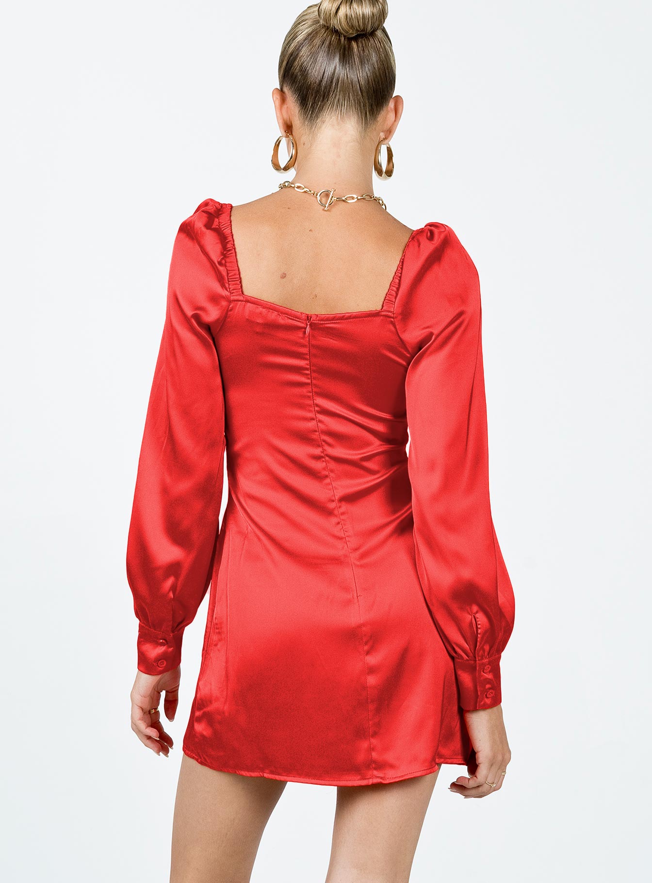 Cottee Satin Mini Dress Red - Image 5