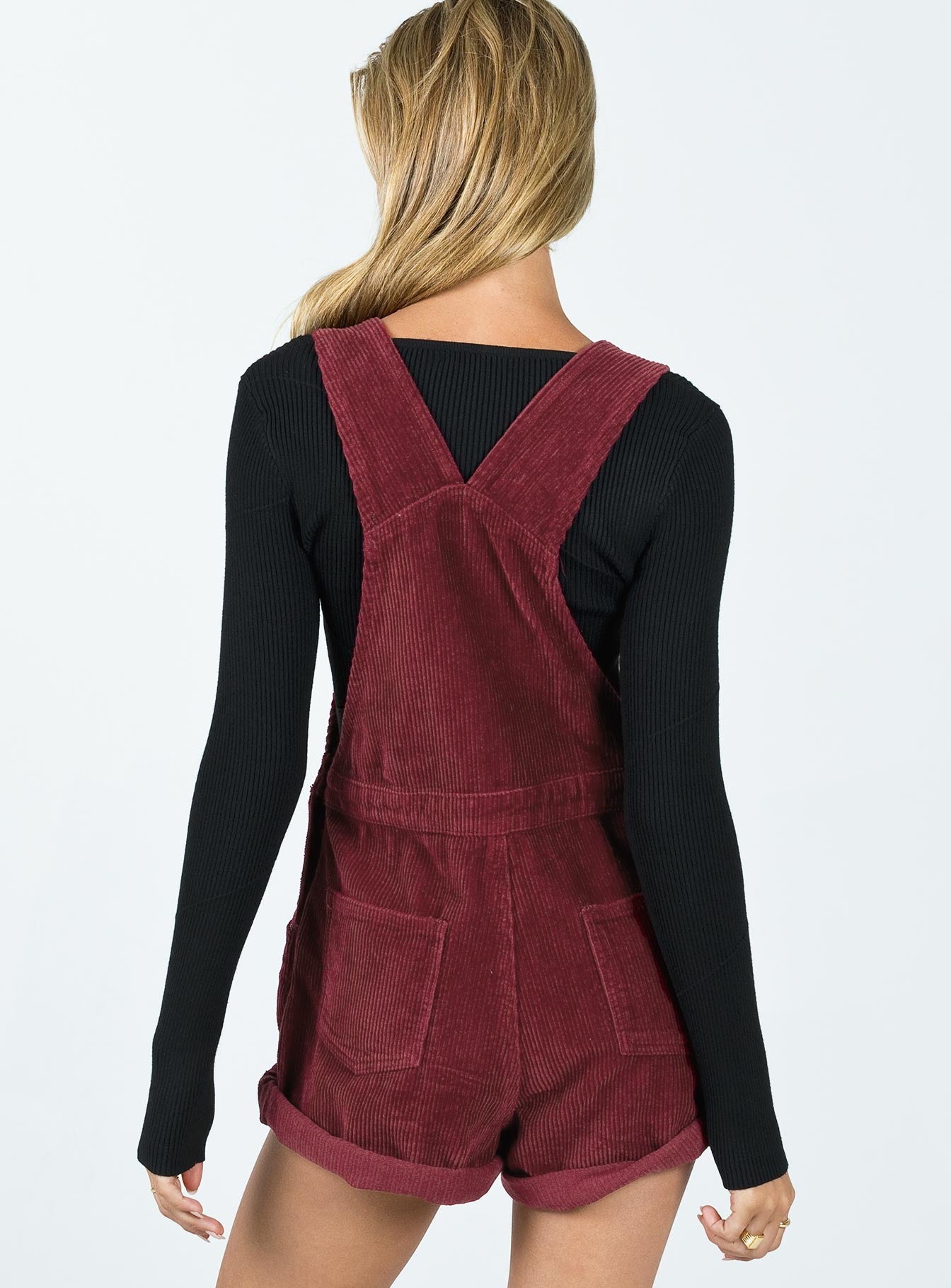 Kacey Short Overalls Burgundy - Image 4
