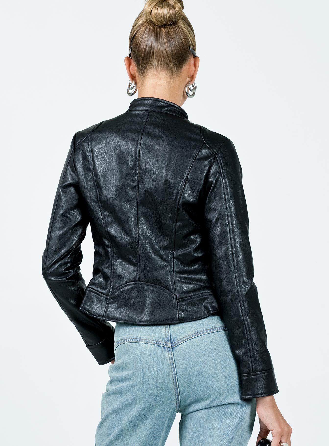 Pottsville Faux Leather Moto Jacket Black - Image 5
