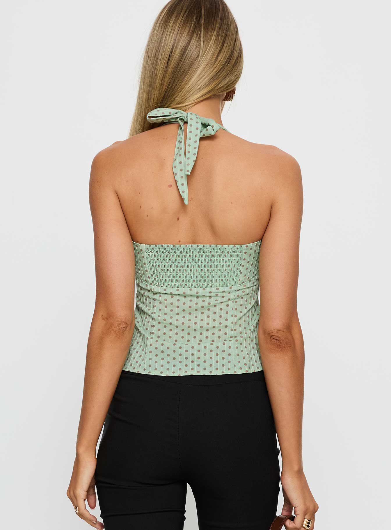 Isabetta Halter Top Green Polka - Image 5
