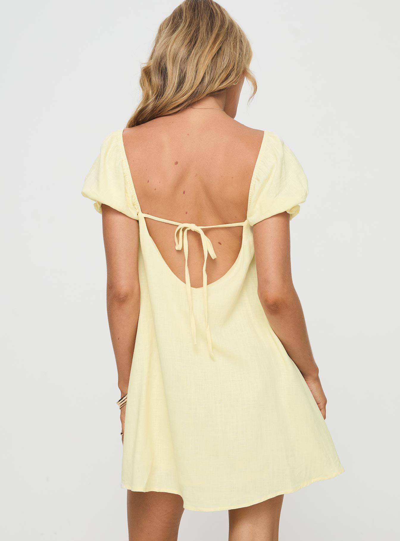 Beyond Linen Blend Mini Dress Yellow - Image 5