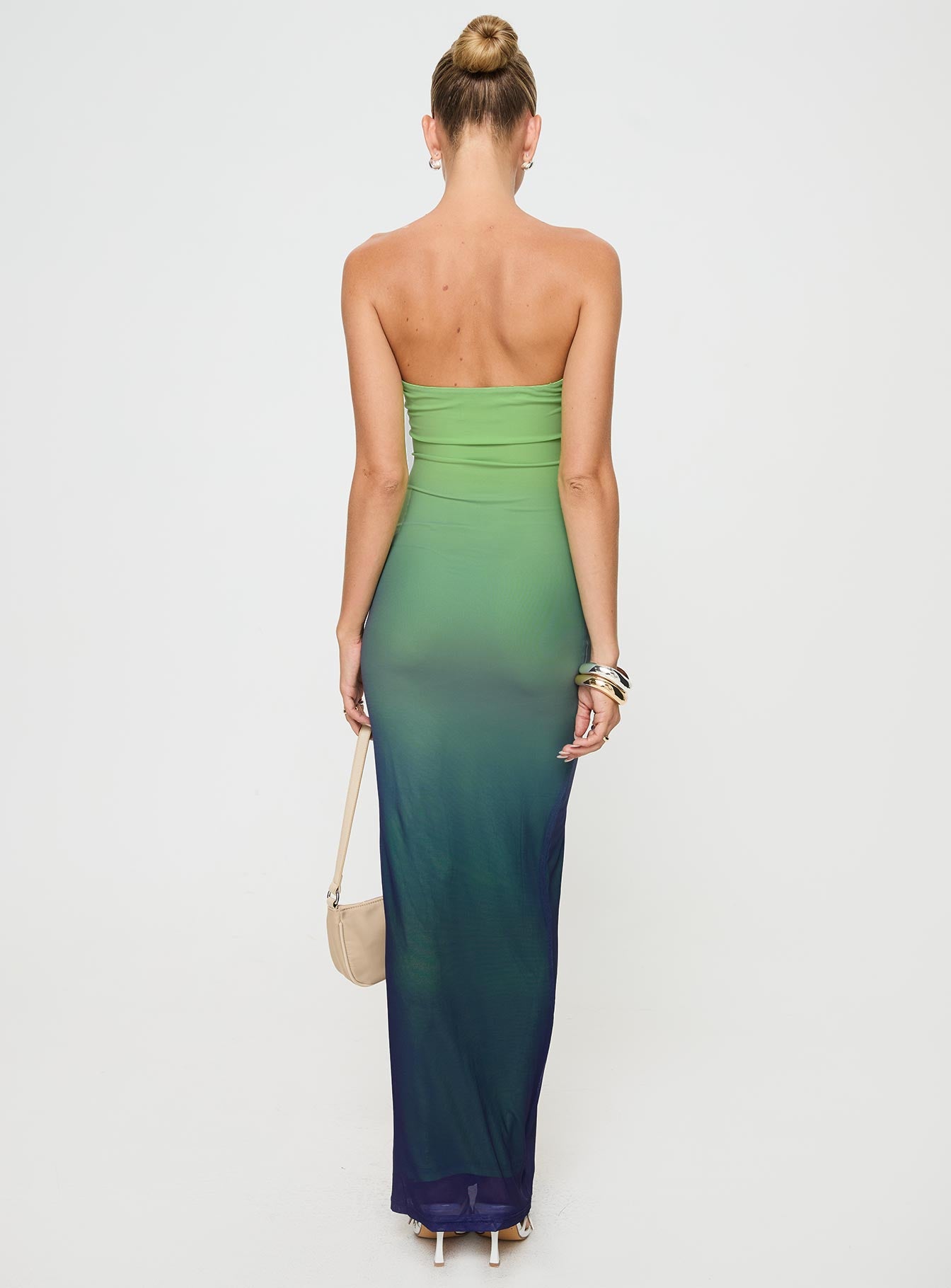 Stolen Love Strapless Maxi Dress Blue / Green Ombre Tall - Image 5