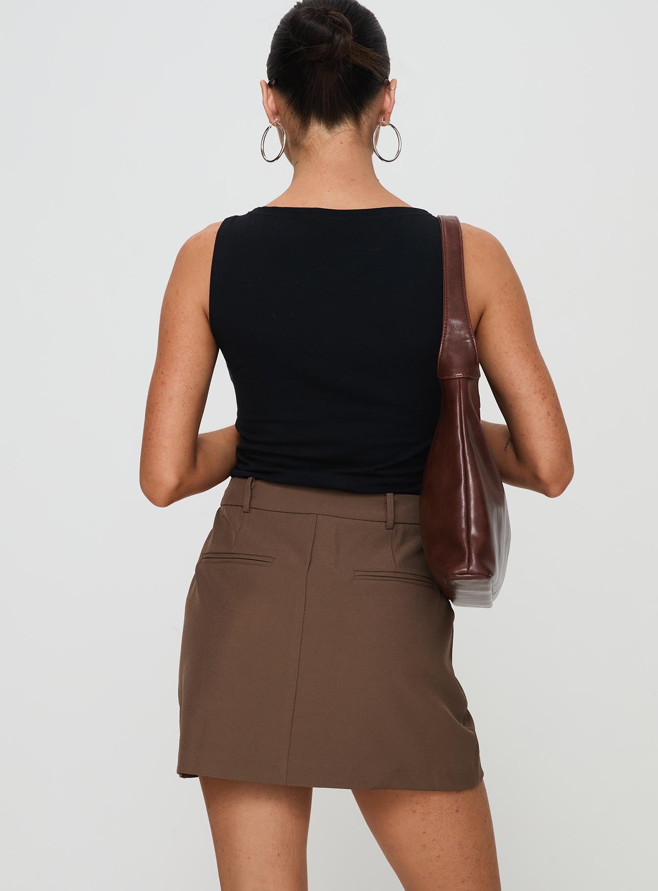 Sabyna Tailored Mini Skirt Brown - Image 5