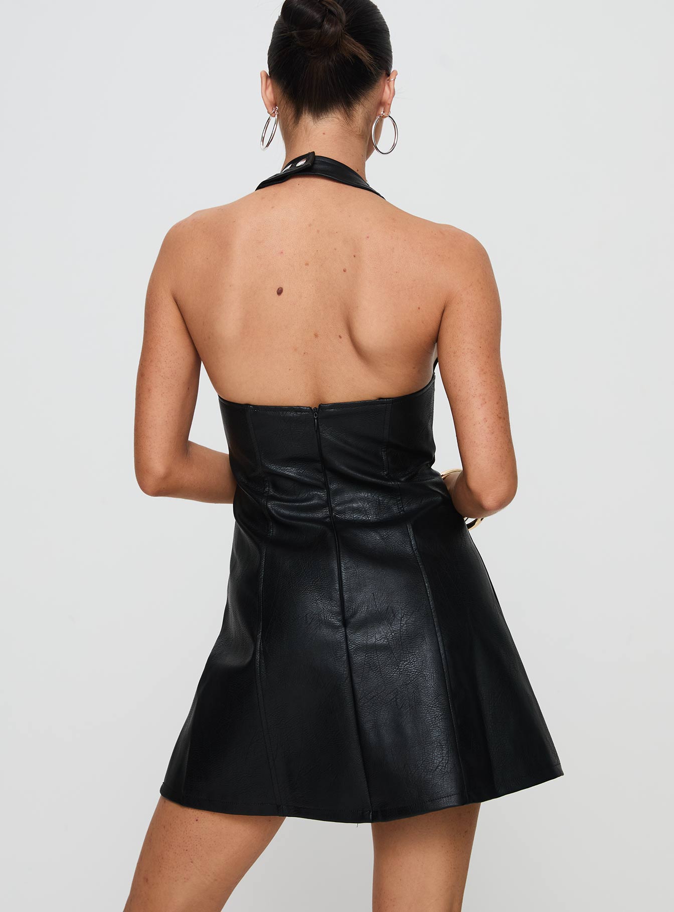 Hit Different Faux Leather Mini Dress Black - Image 5
