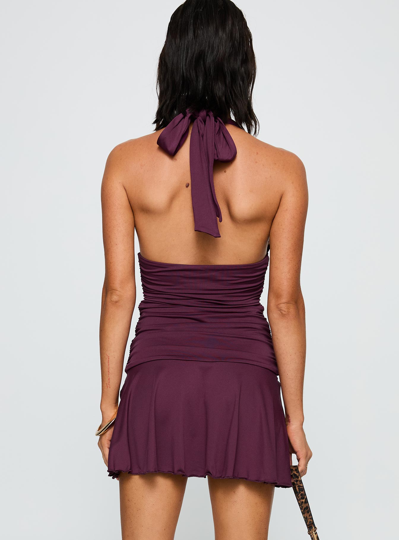 Intrigue Halter Mini Dress Plum - Image 5