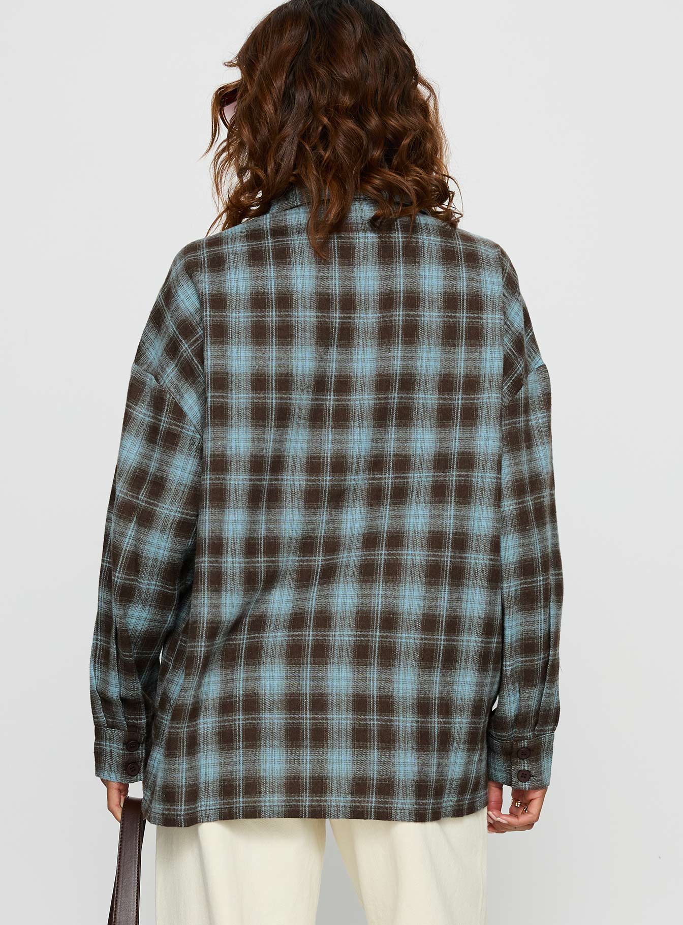 Perlita Long Sleeve Collared Shirt Brown Check - Image 5