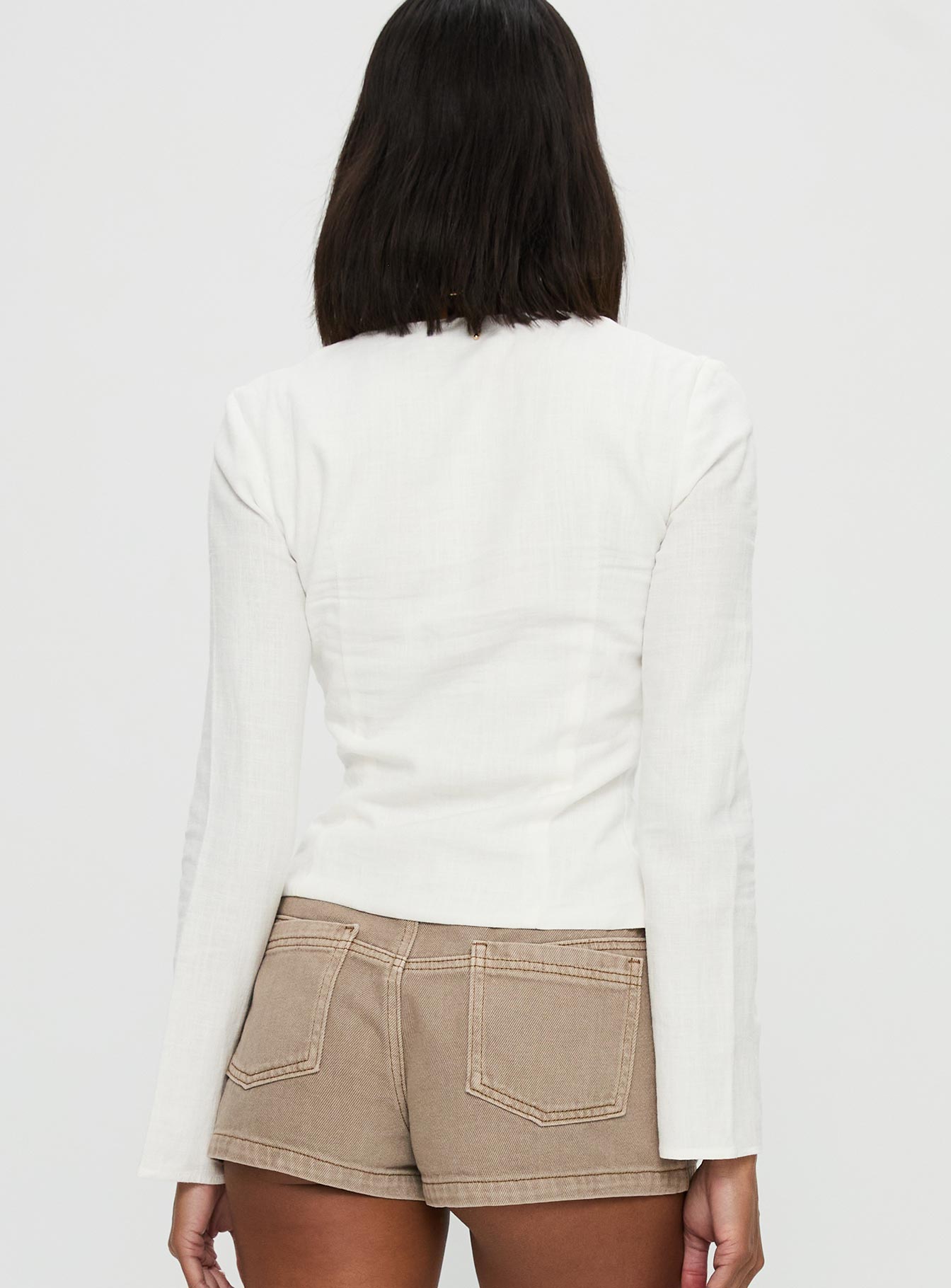 Clouded Linen Long Sleeve Top White - Image 5