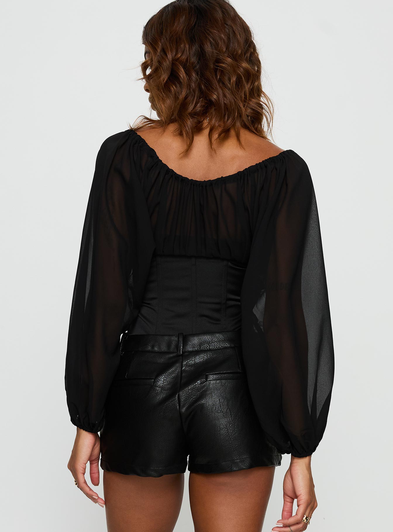 Gypsie Blouson Long Sleeve Corset Top Black - Image 5