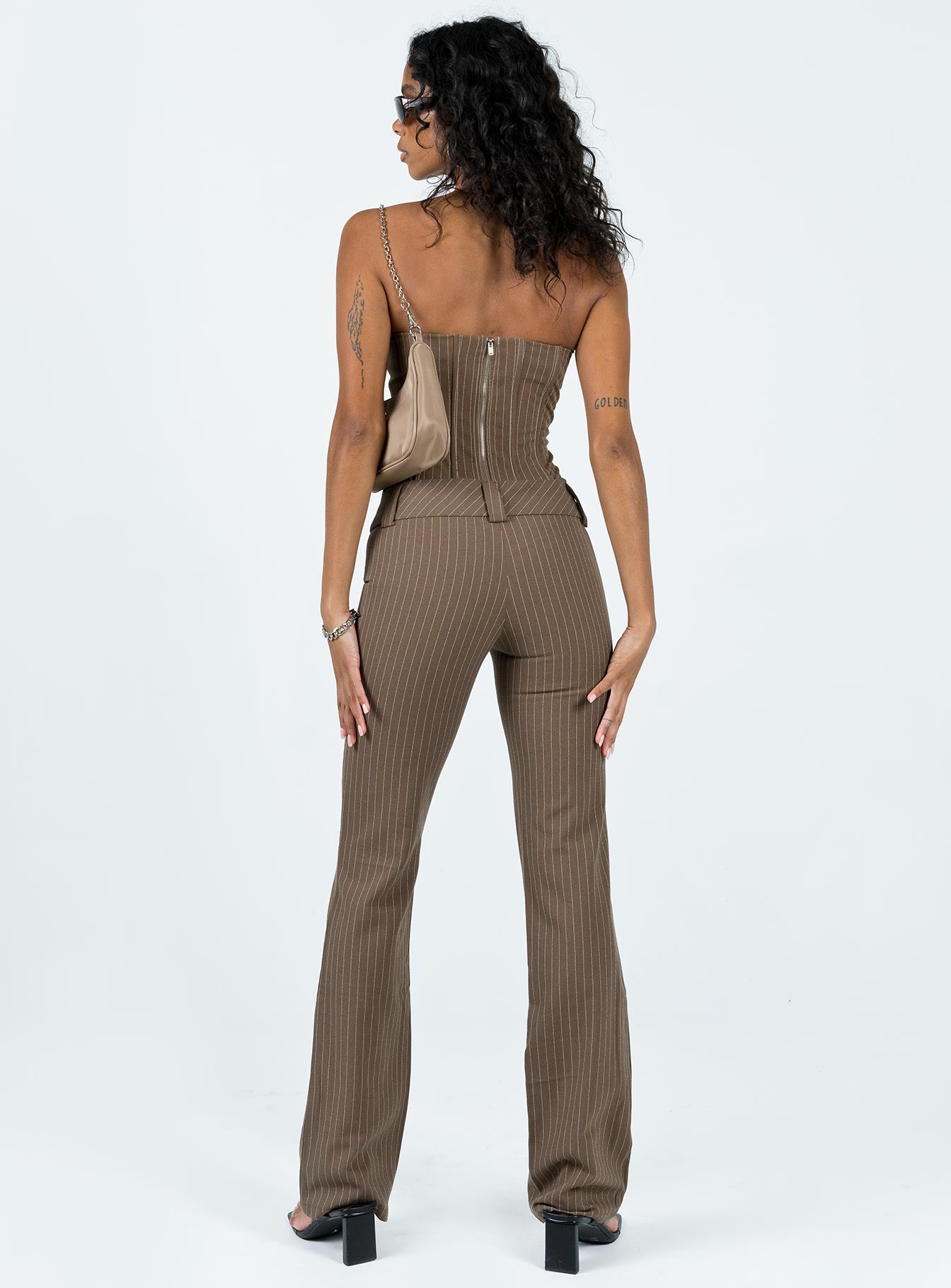 Motel Navida Trouser Pinstripe Brown - Image 5