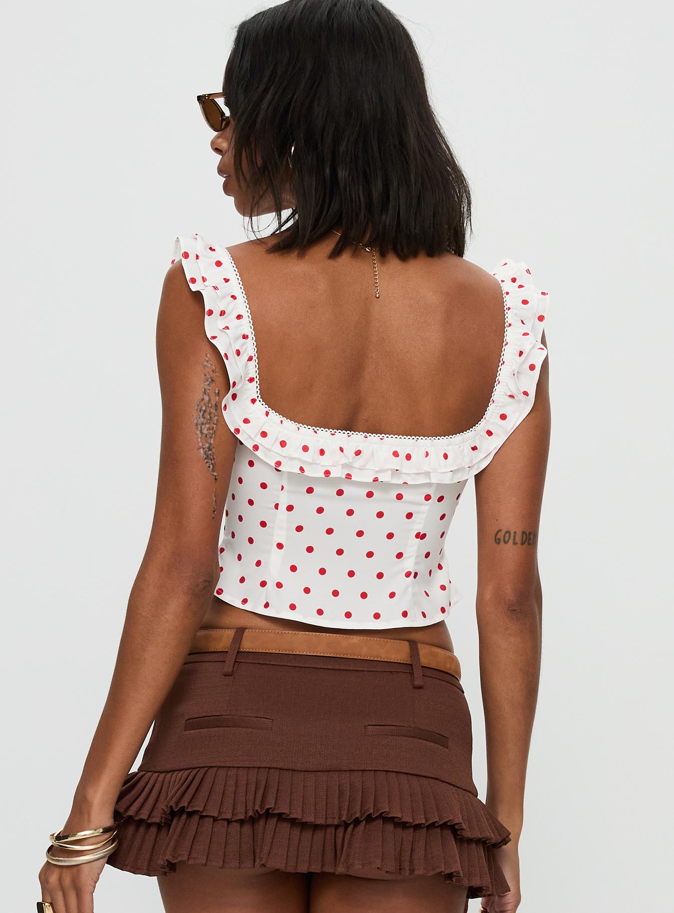 Isadoria Frill Top White / Red Polka - Image 5