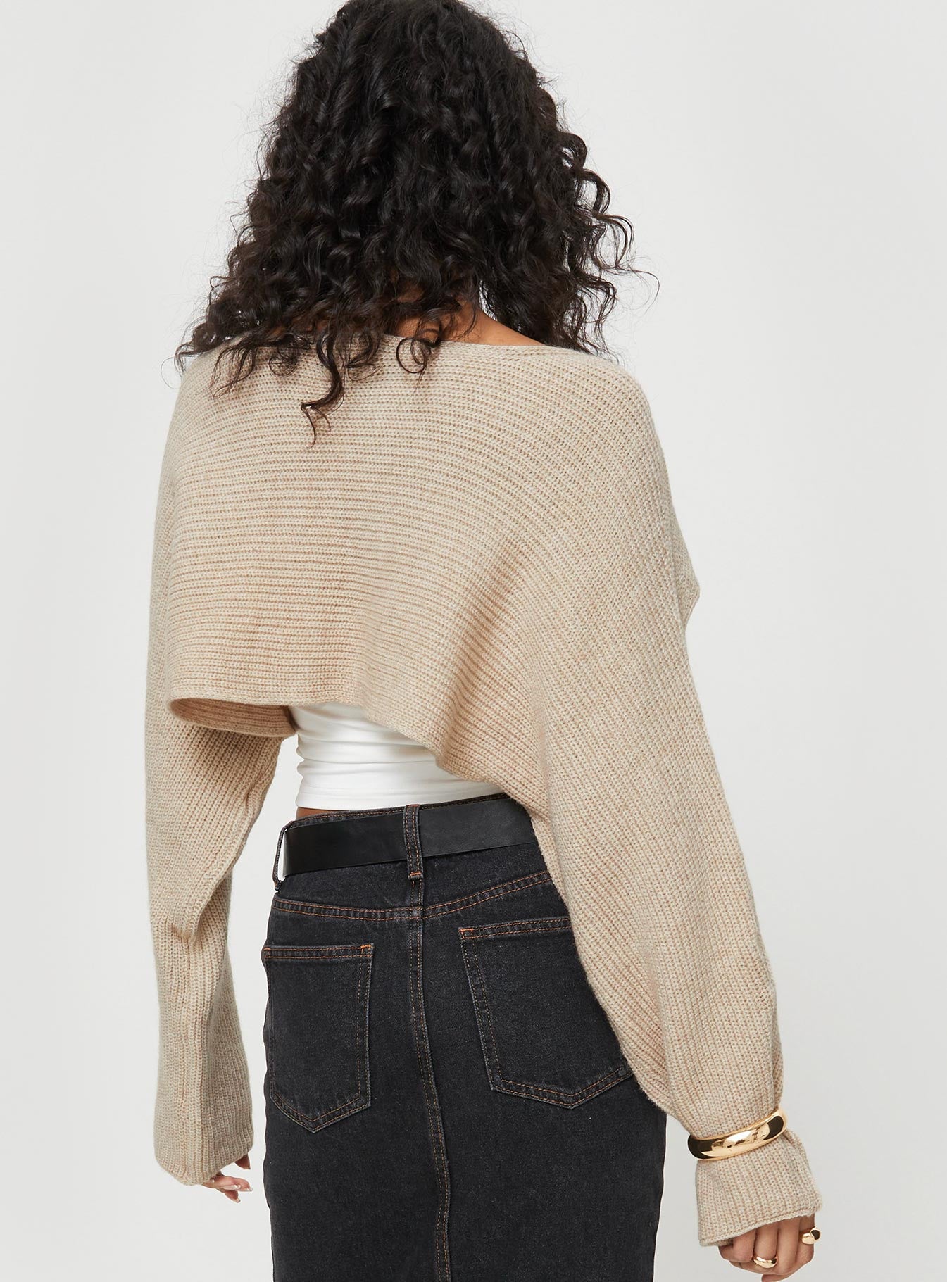 Danel Cross Over Sweater Beige - Image 5