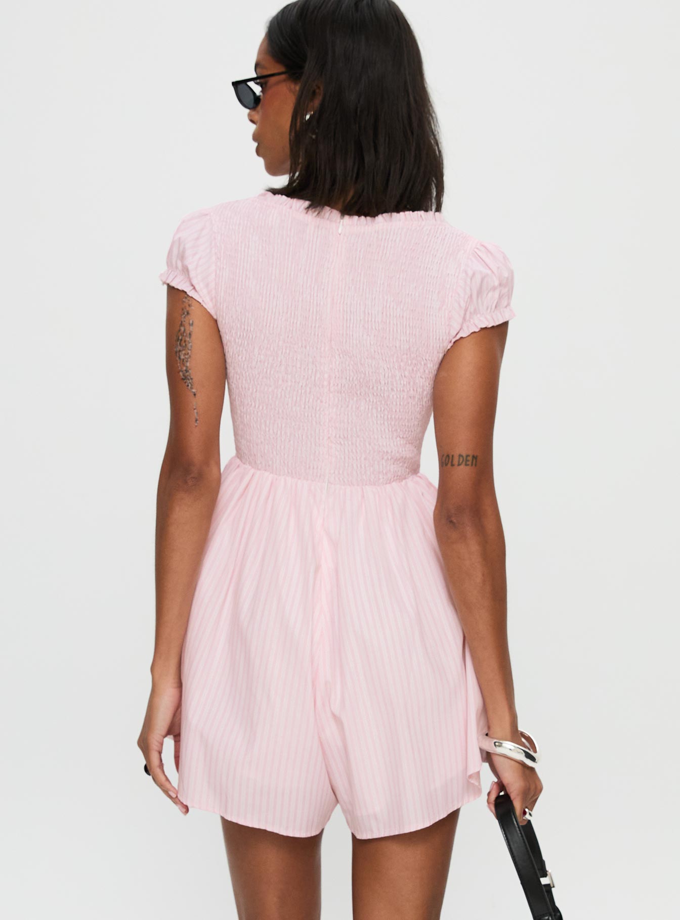 Wescott Stripe Playsuit Pink / White - Image 5