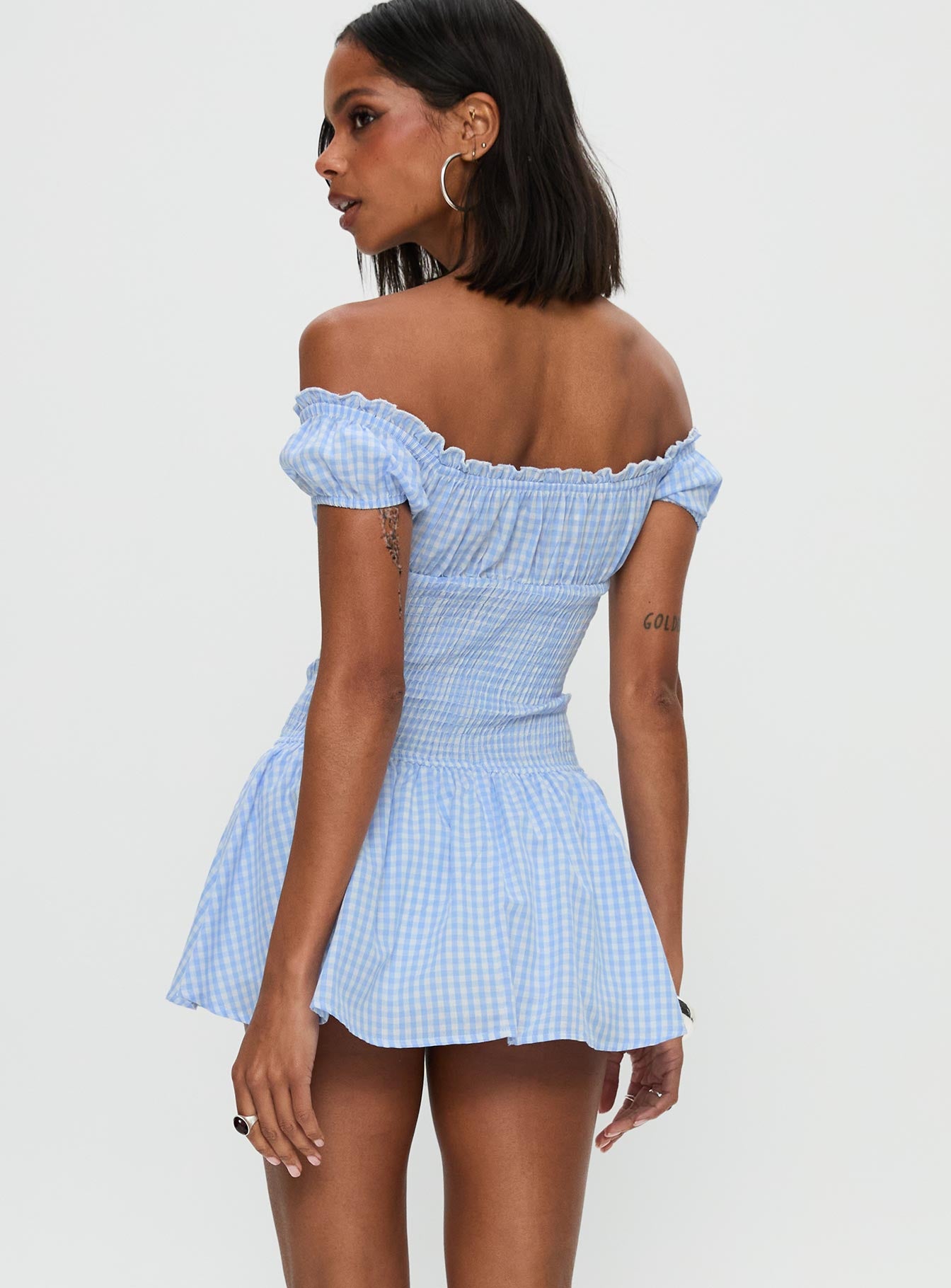 Count My Blessings Playsuit Blue Check - Image 5