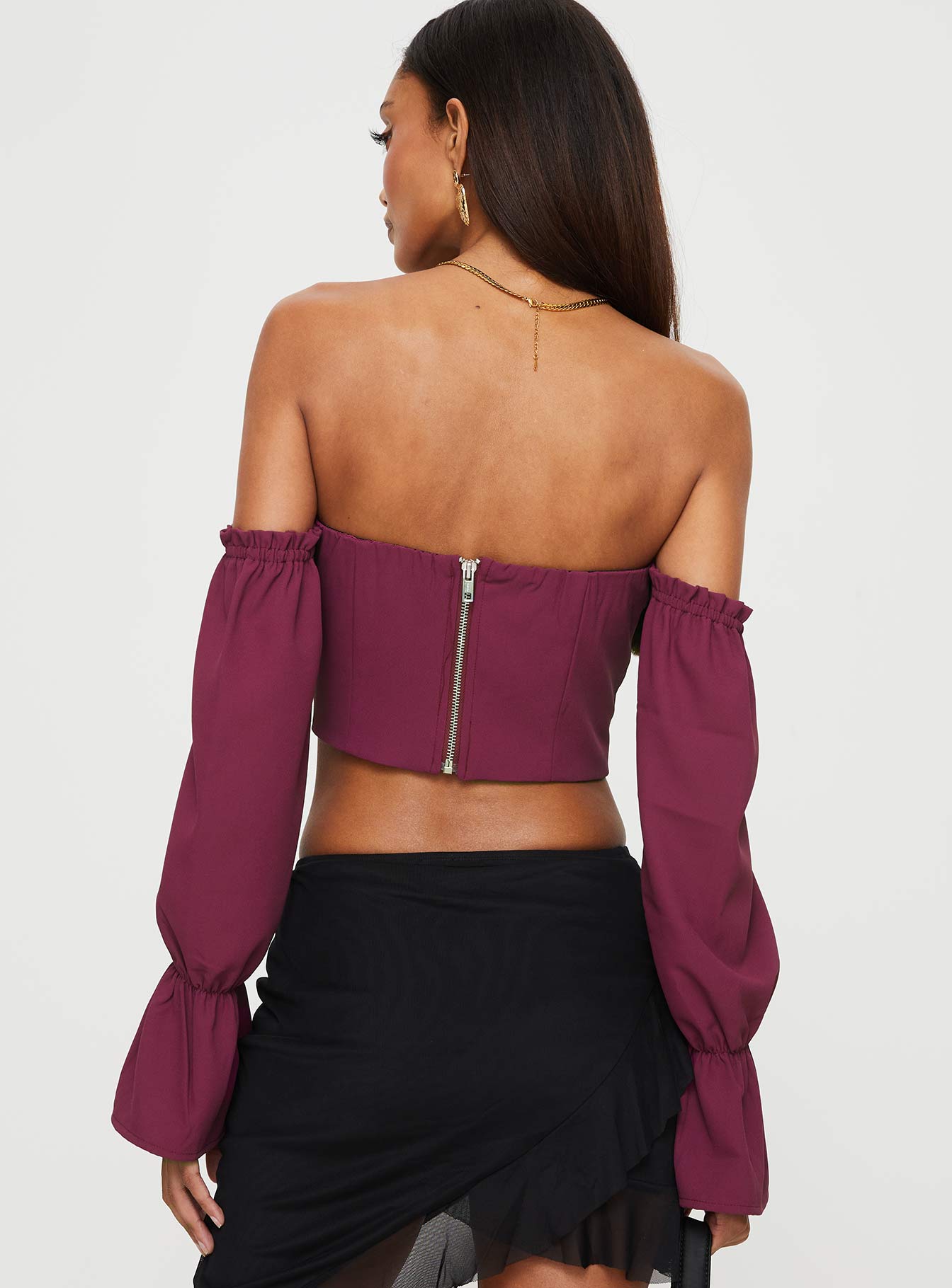 Siple Off The Shoulder Top Wine - Image 4