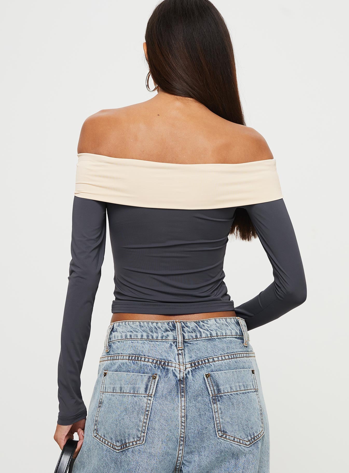 Machado Off The Shoulder Top Slate / Beige - Image 5