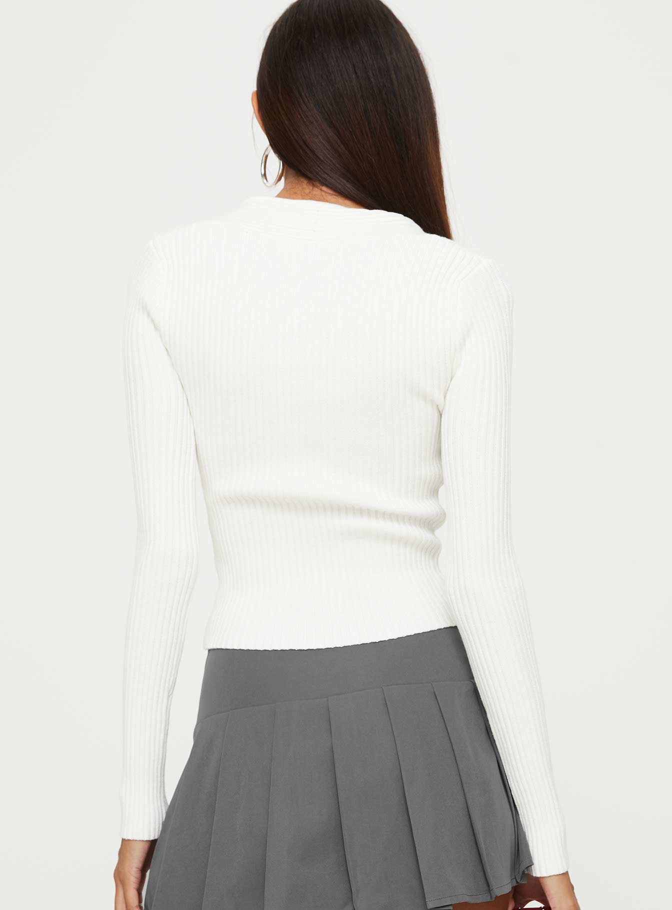 Gleeson Square Neck Long Sleeve Top White - Image 5