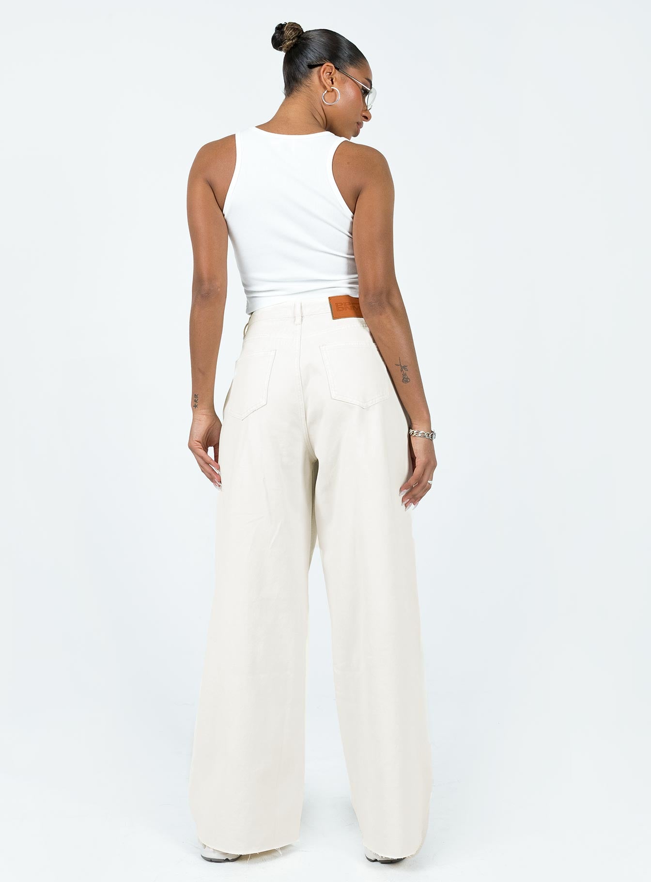 Meyer Wide Leg Jeans Beige - Image 5