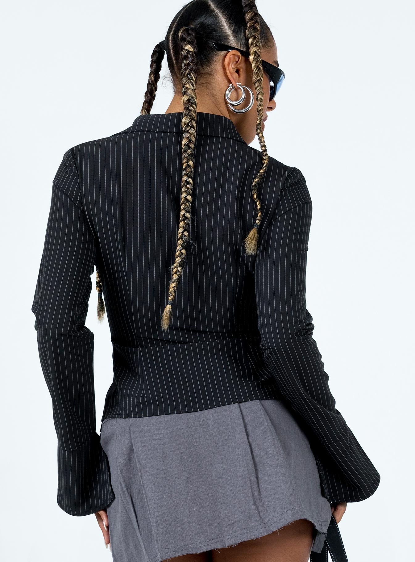Nial Long Sleeve Top Black / Pinstripe - Image 6