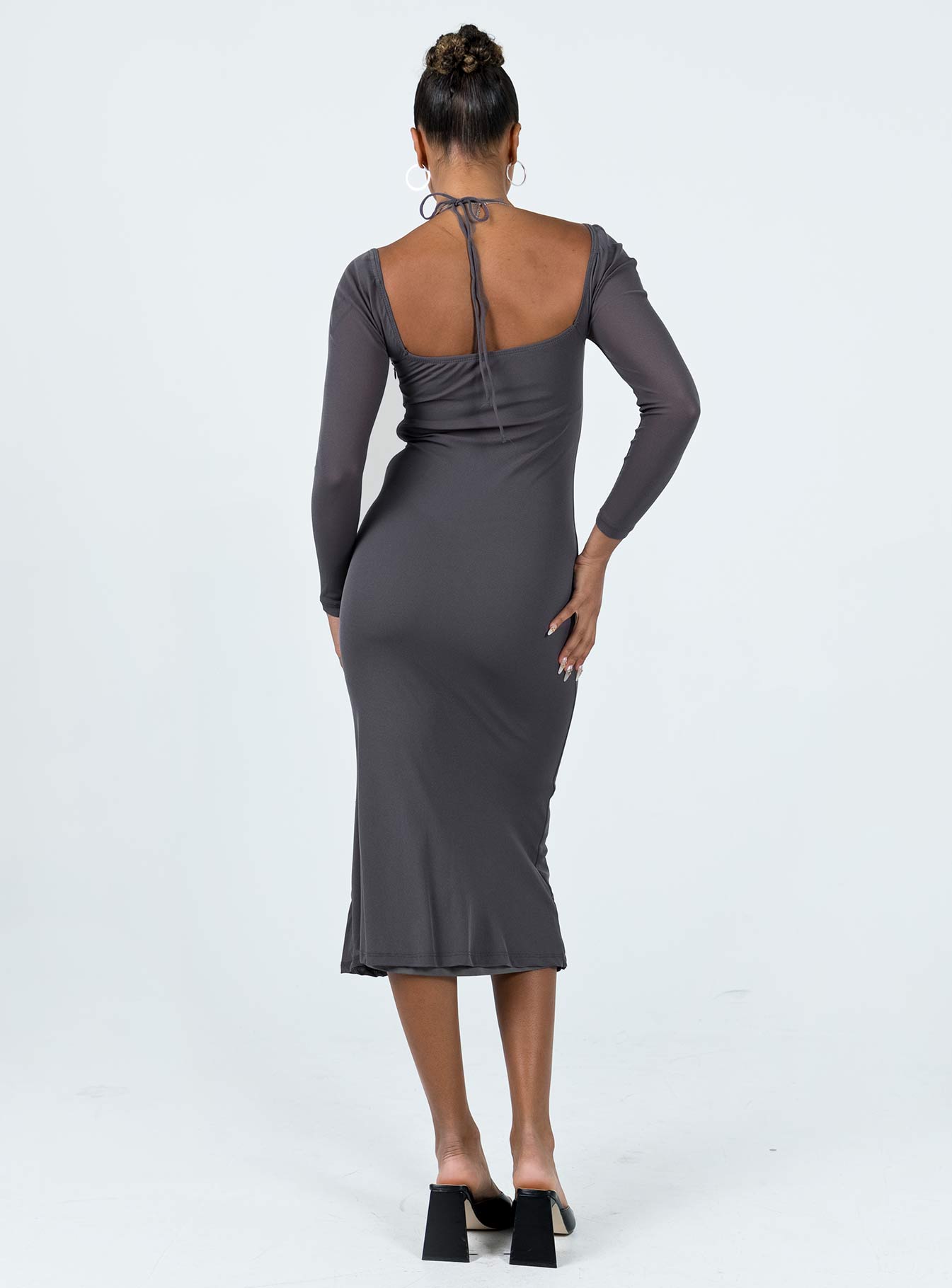 Fowlers Long Sleeve Midi Dress Slate - Image 4
