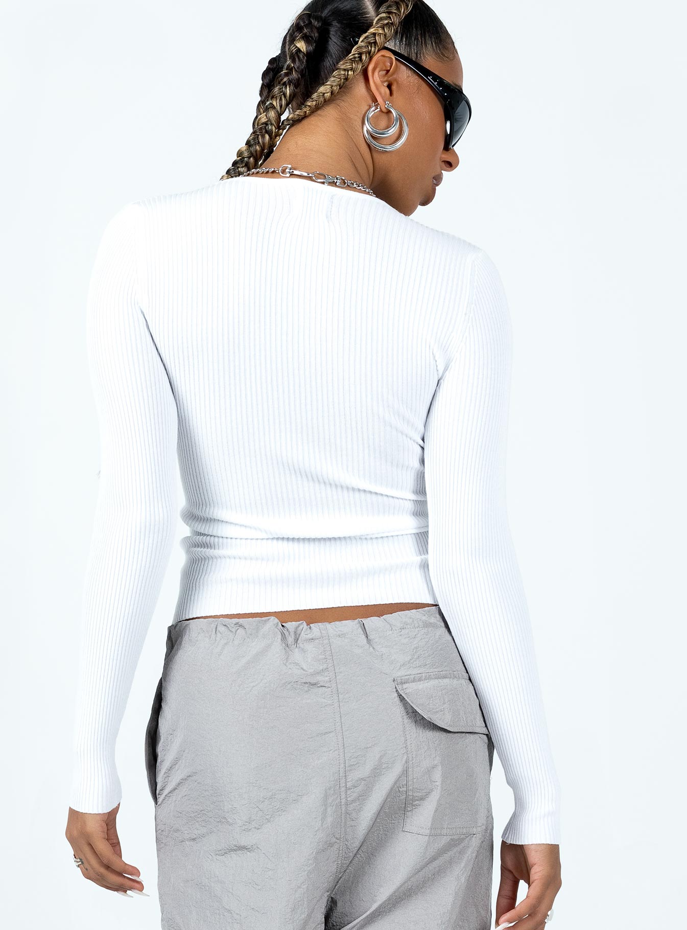 Venetia Long Sleeve Top White - Image 5