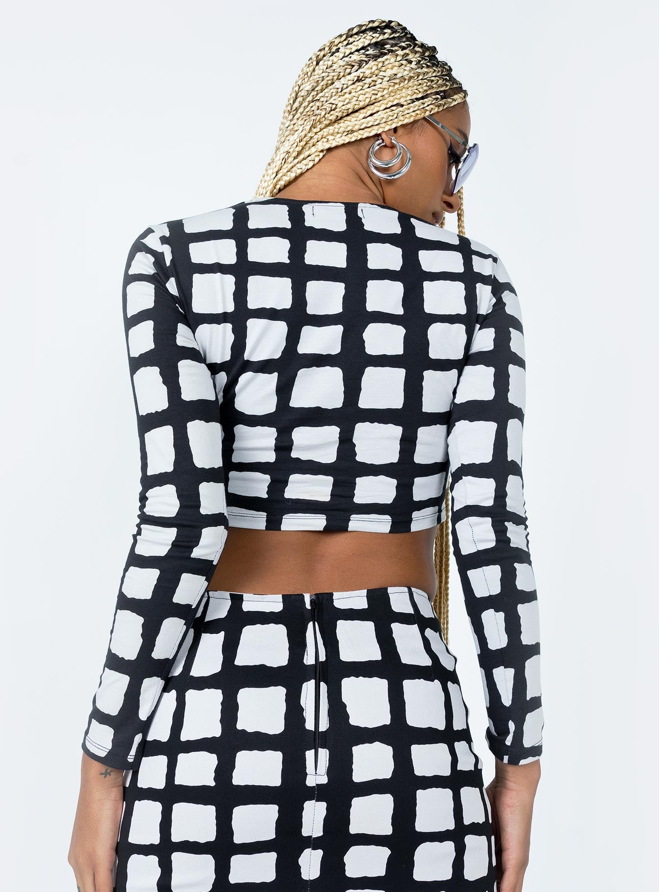 Motel Bonnie Top Mesh Mono Painted Check - Image 5