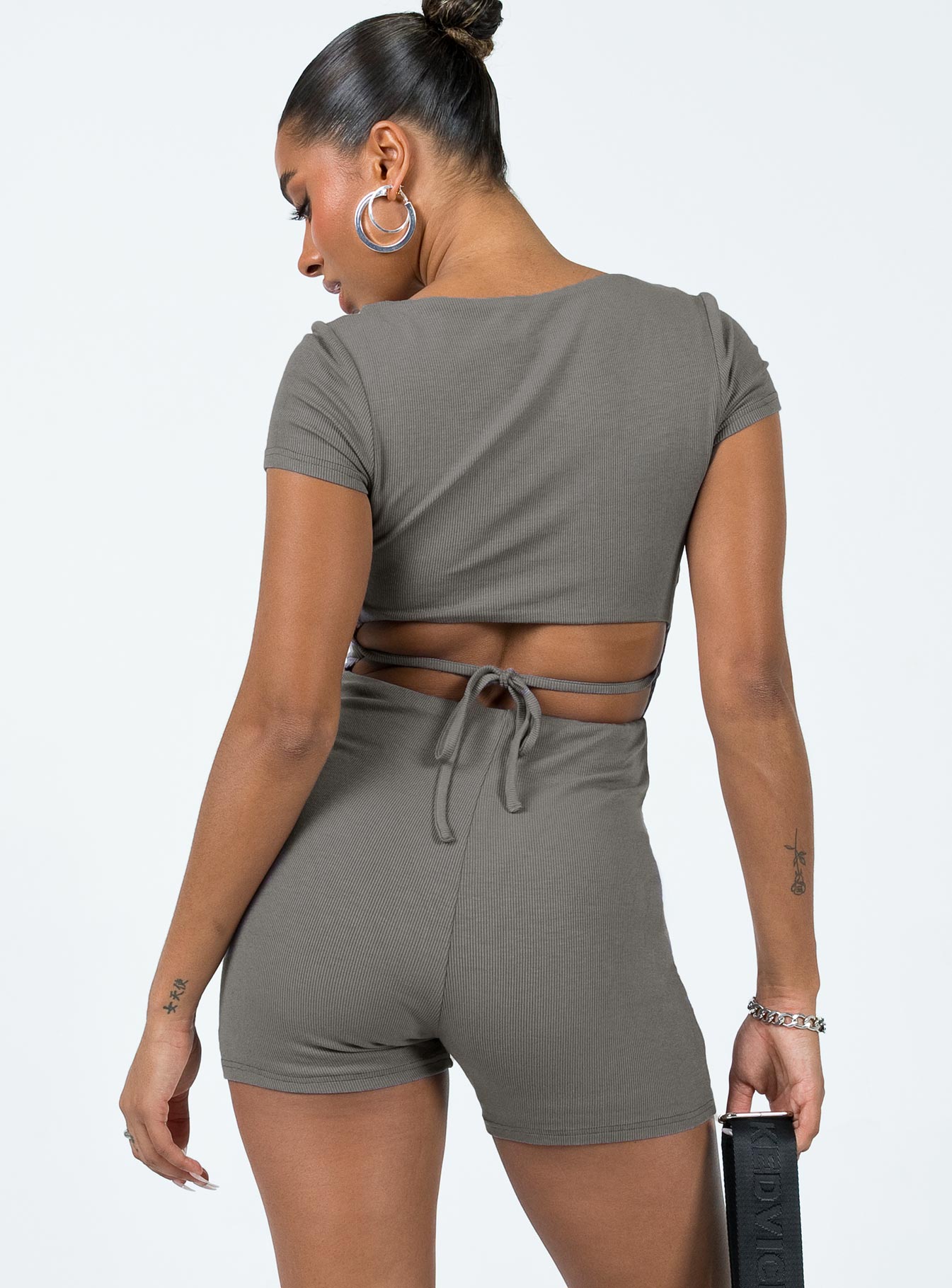 Nolan Short Sleeve Romper Grey - Image 5