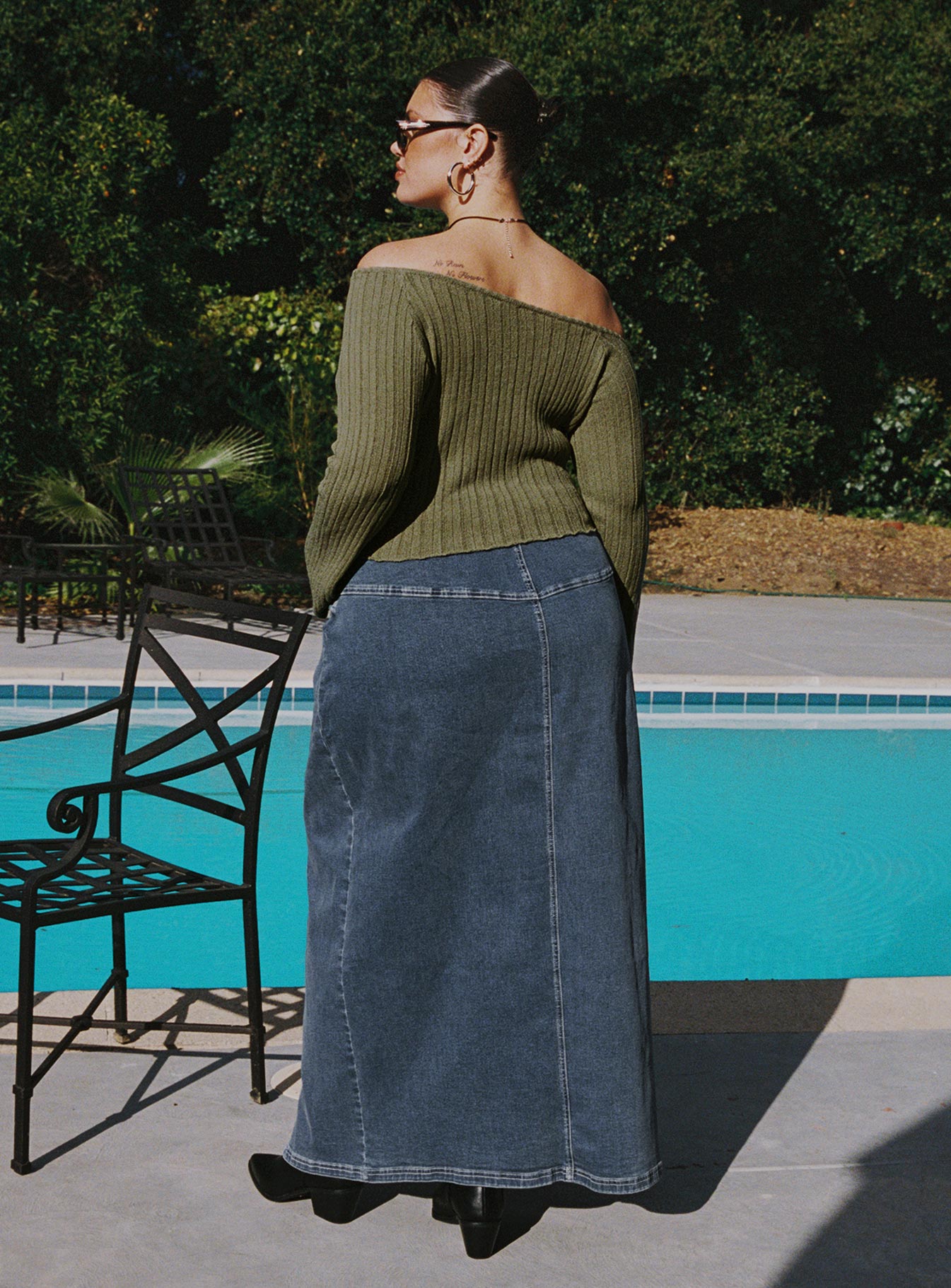 Batkins Maxi Skirt Dark Wash Denim Curve - Image 4