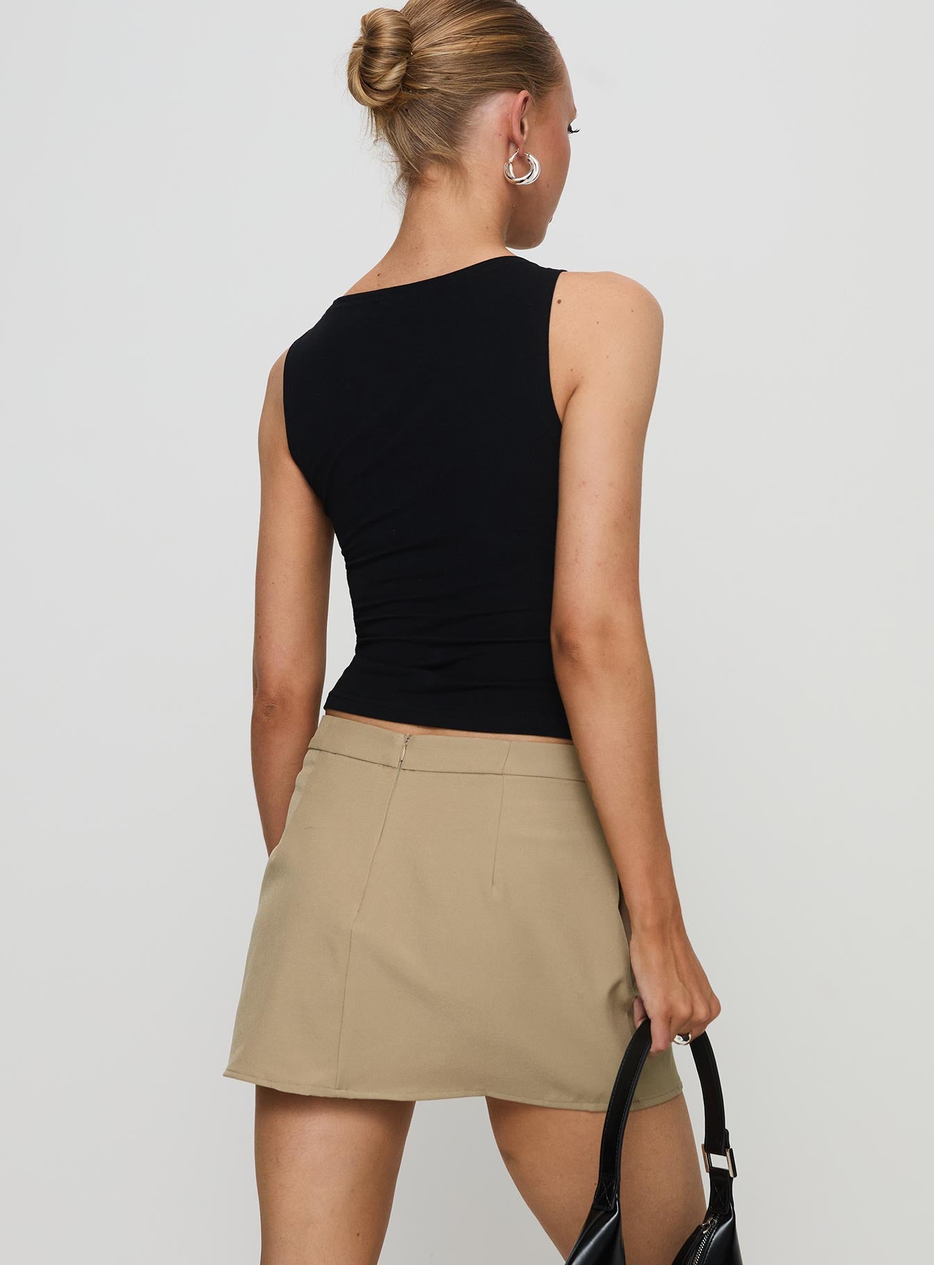 Hosier Twill Mini Skirt Taupe - Image 5