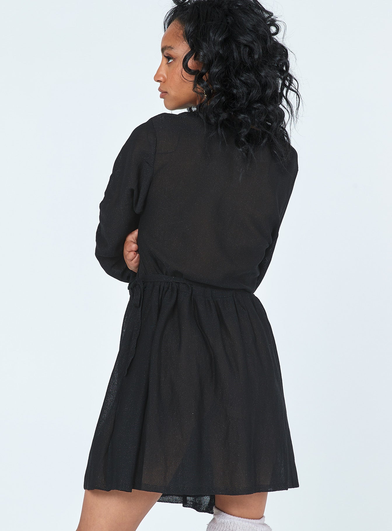 Chiara Long Sleeve Mini Dress Black - Image 4