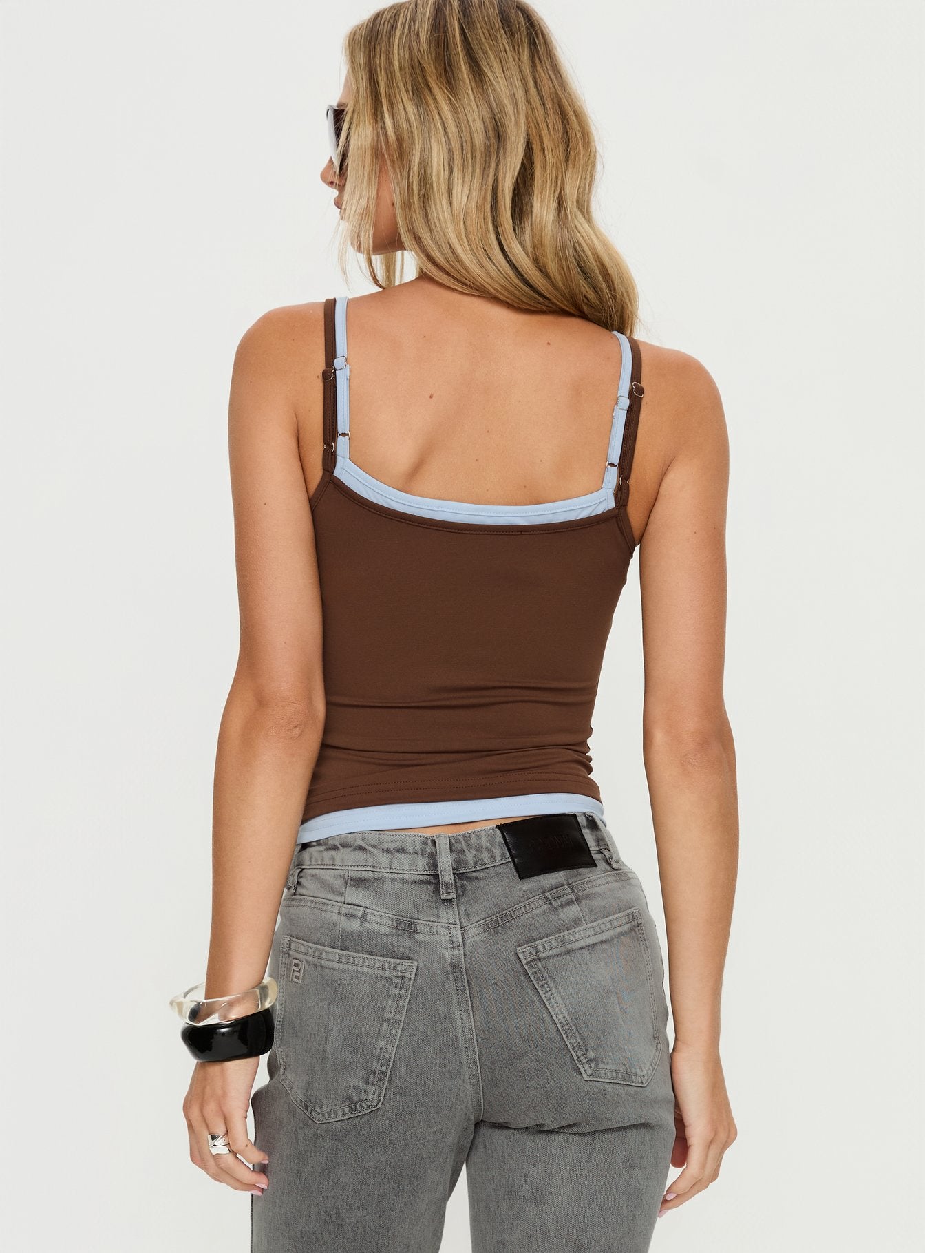 Varsity Star Layered Tank Top Brown / Blue - Image 5