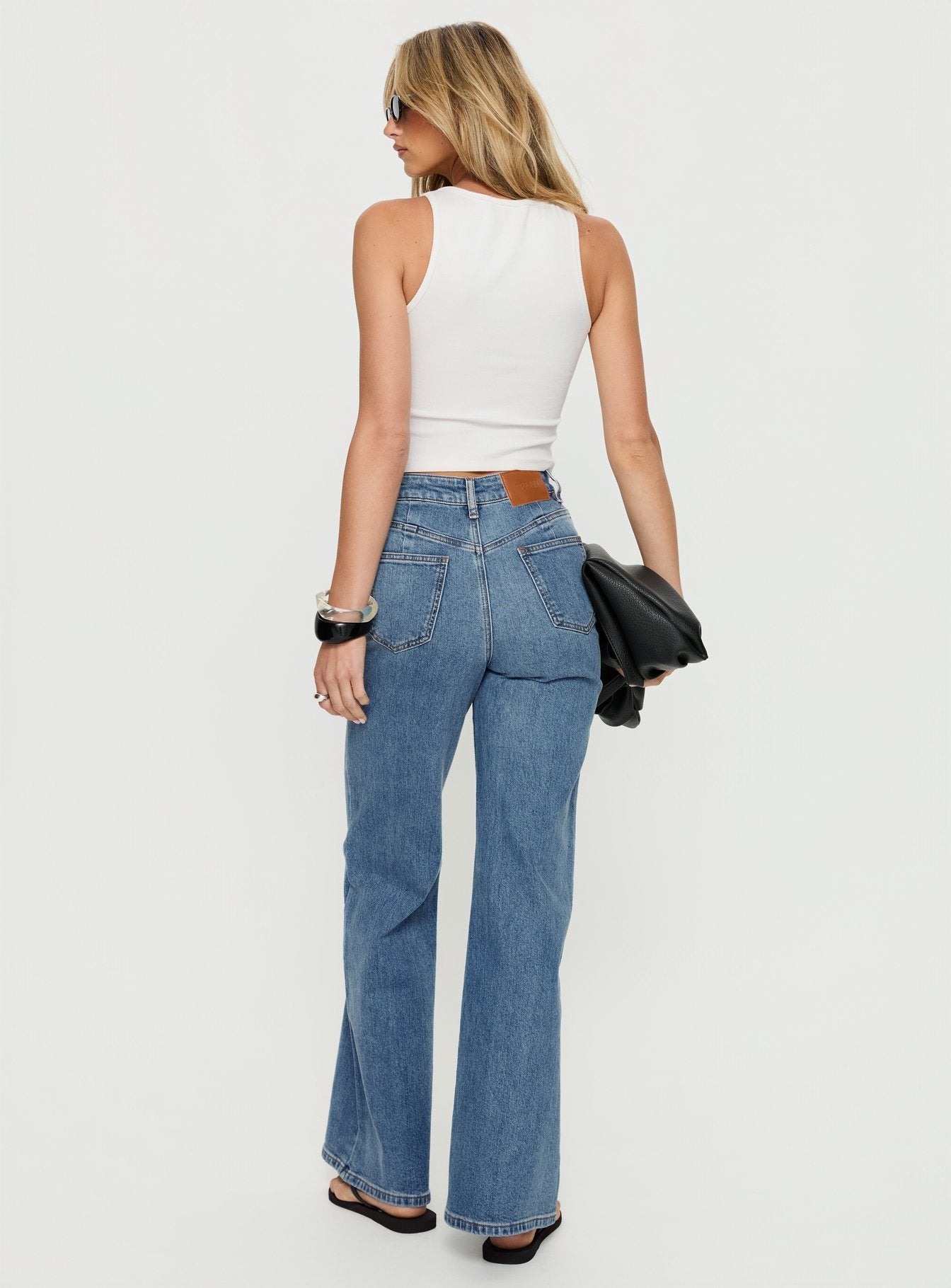 Thearlie High Rise Flared Jeans Mid Blue Wash - Image 4