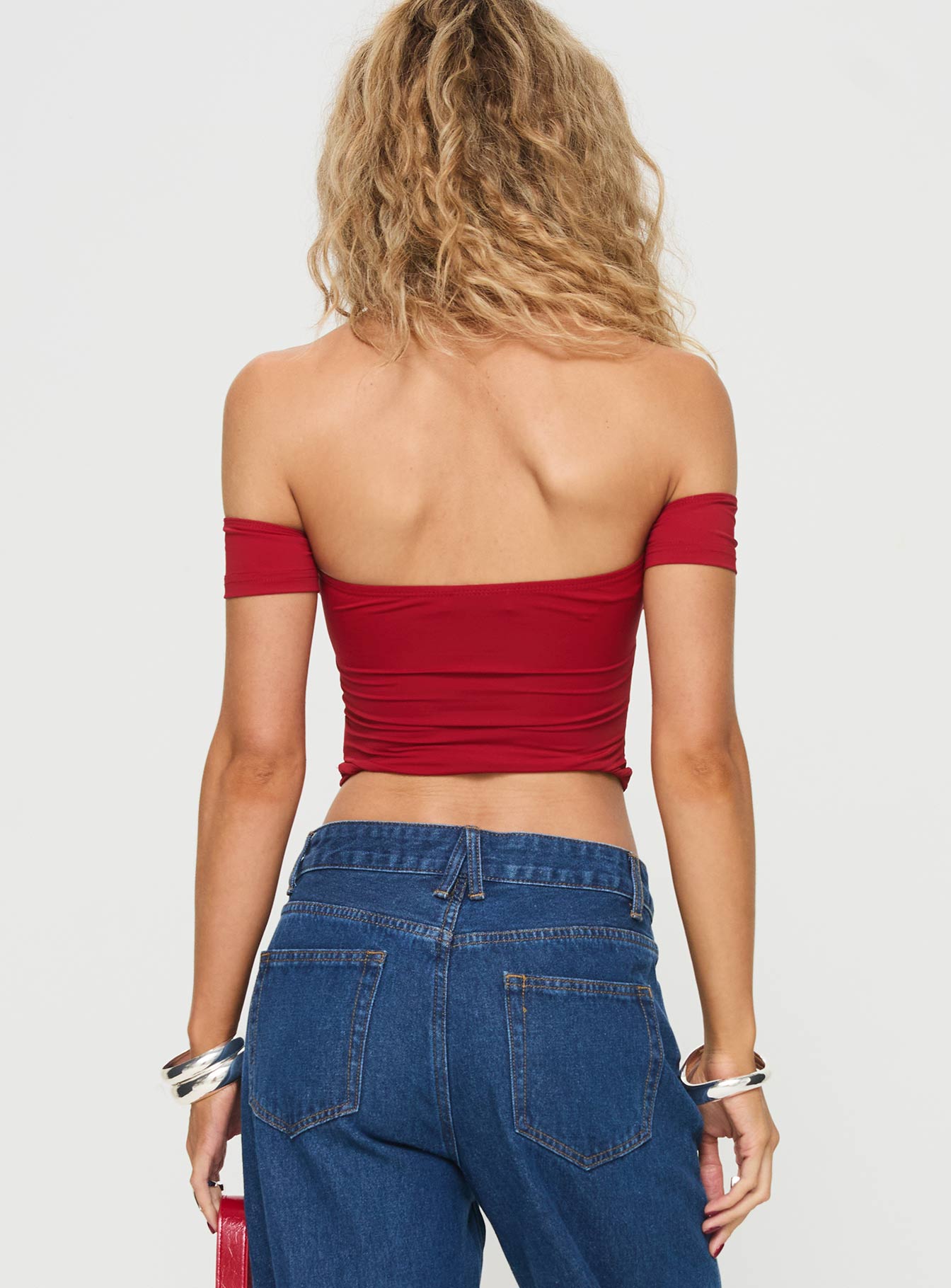 Larisha Off The Shoulder Top Red - Image 5