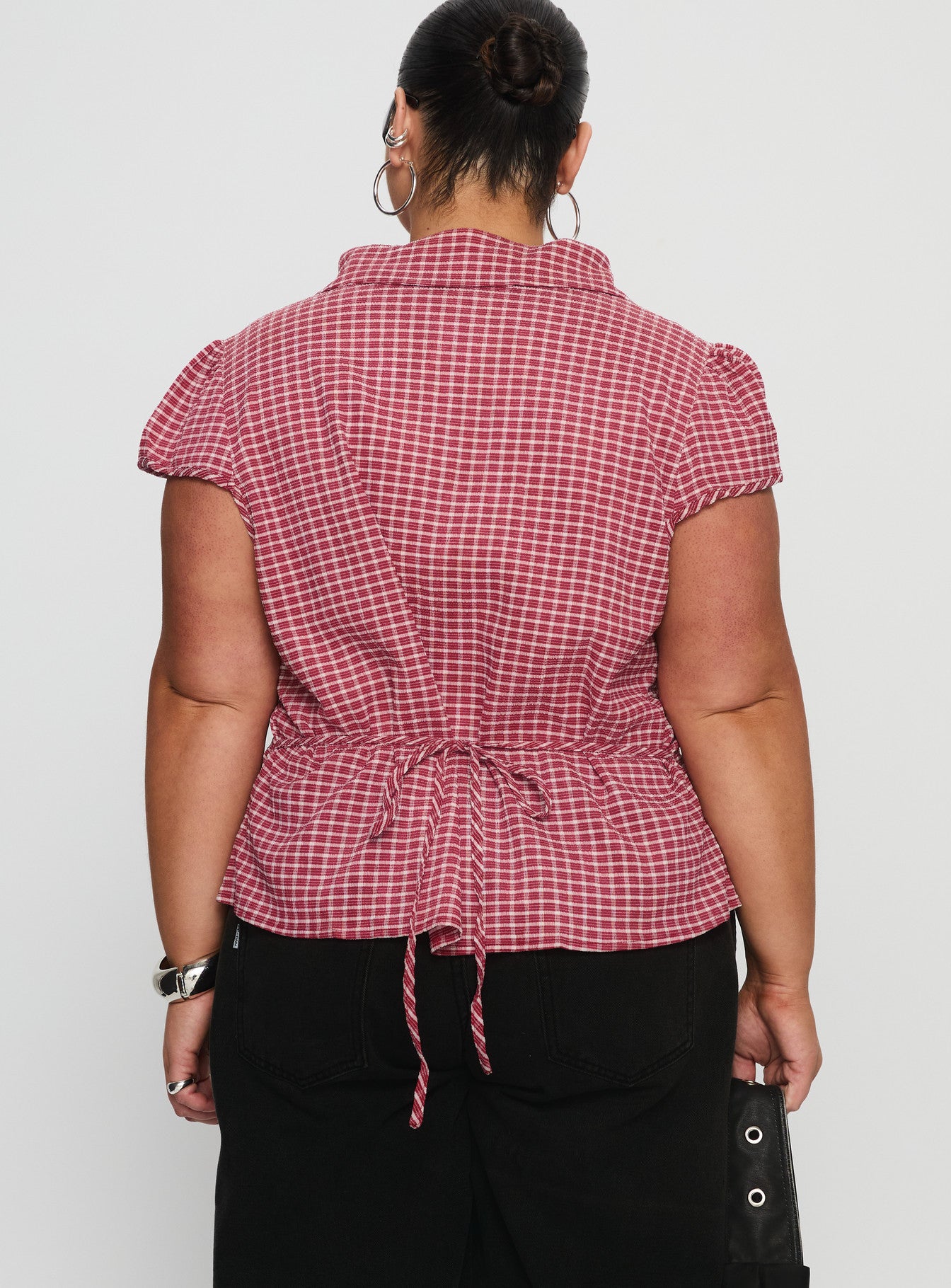 Arianwyn Short Sleeve Shirt Red Check Curve - Image 4