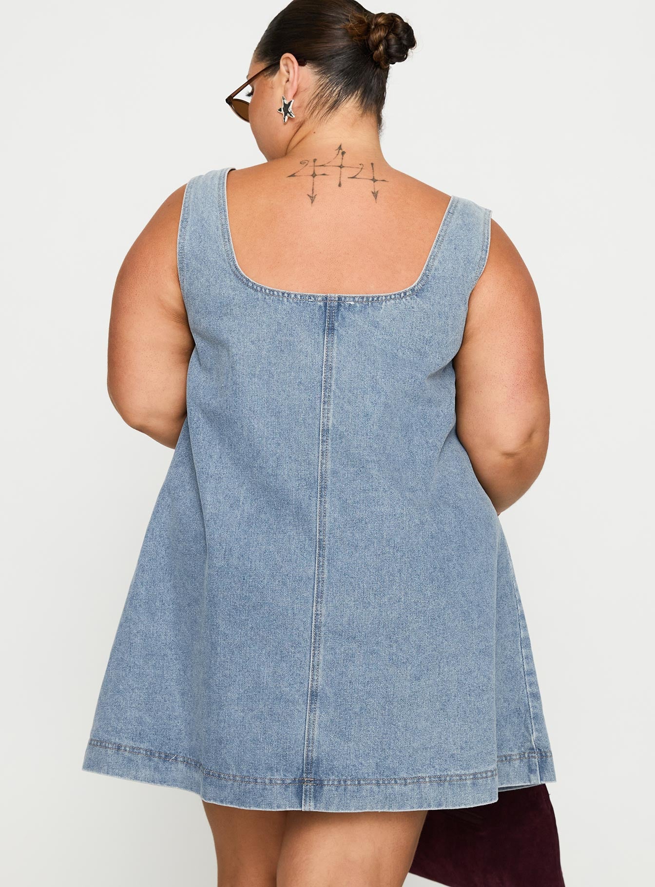 State Of Mind Mini Dress Blue Denim Curve - Image 4