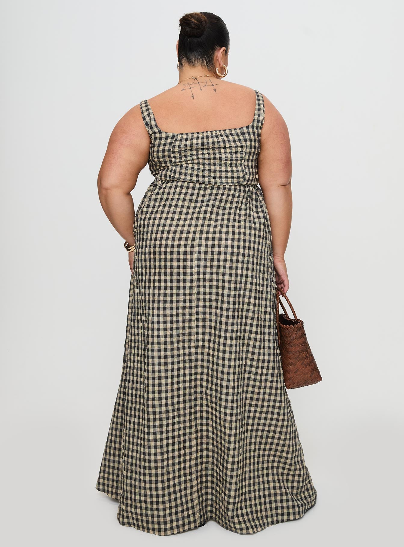 Cartmel Check Maxi Dress Black / Cream Curve - Image 5