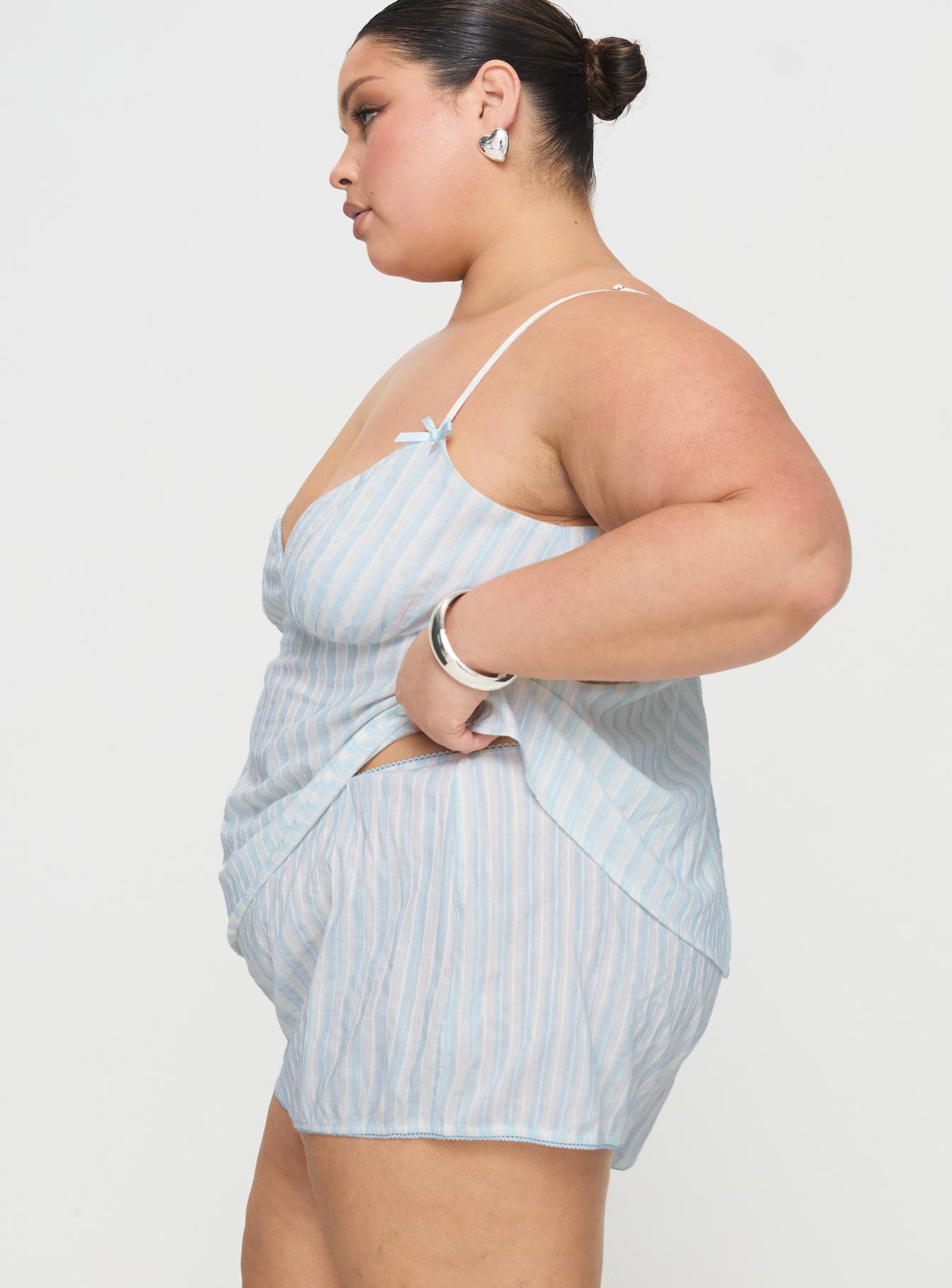 Tenderness Lace Sleep Set Blue / White Stripe Curve - Image 5