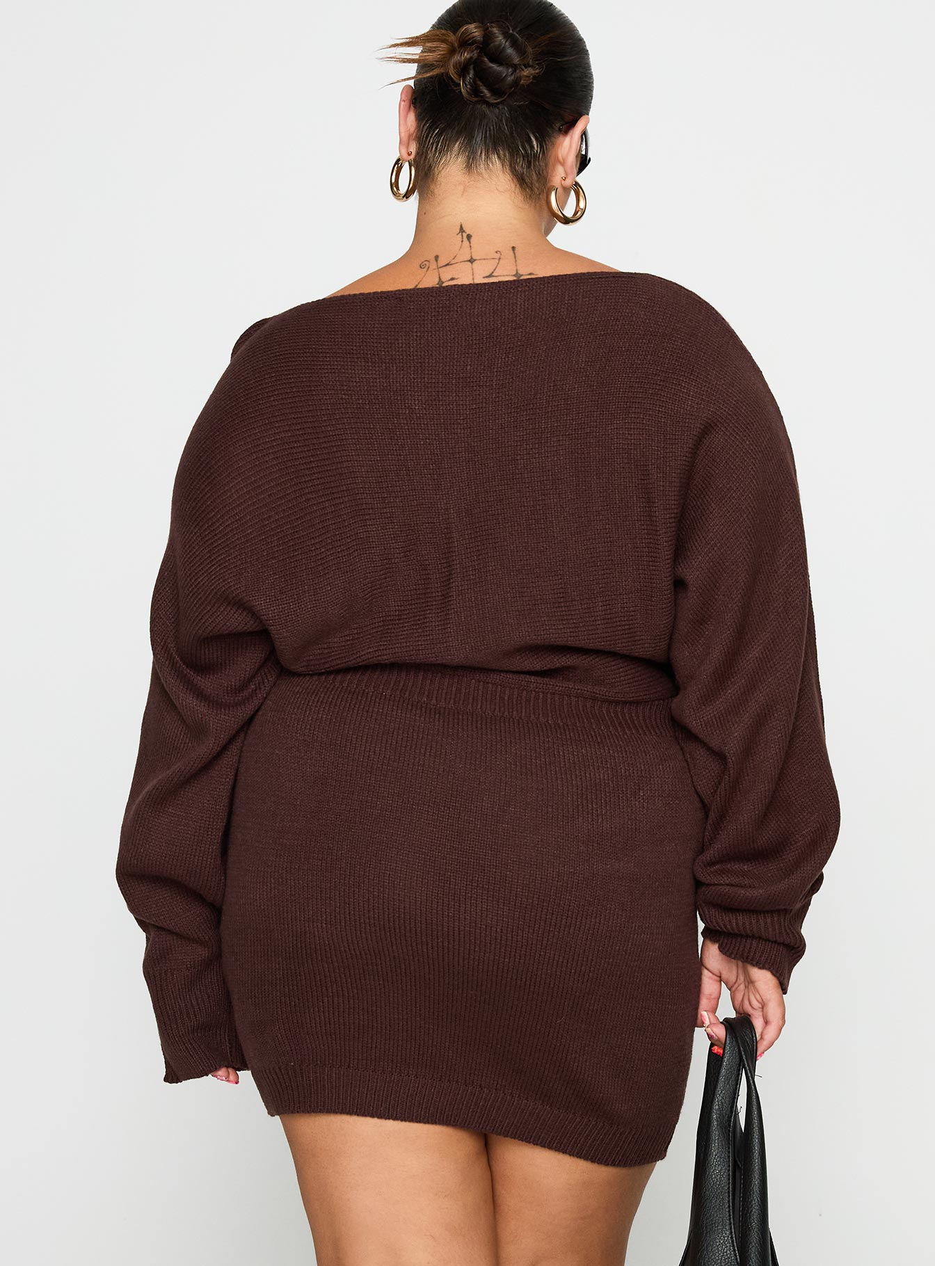 Bellamie Long Sleeve Mini Dress Chocolate Curve - Image 5