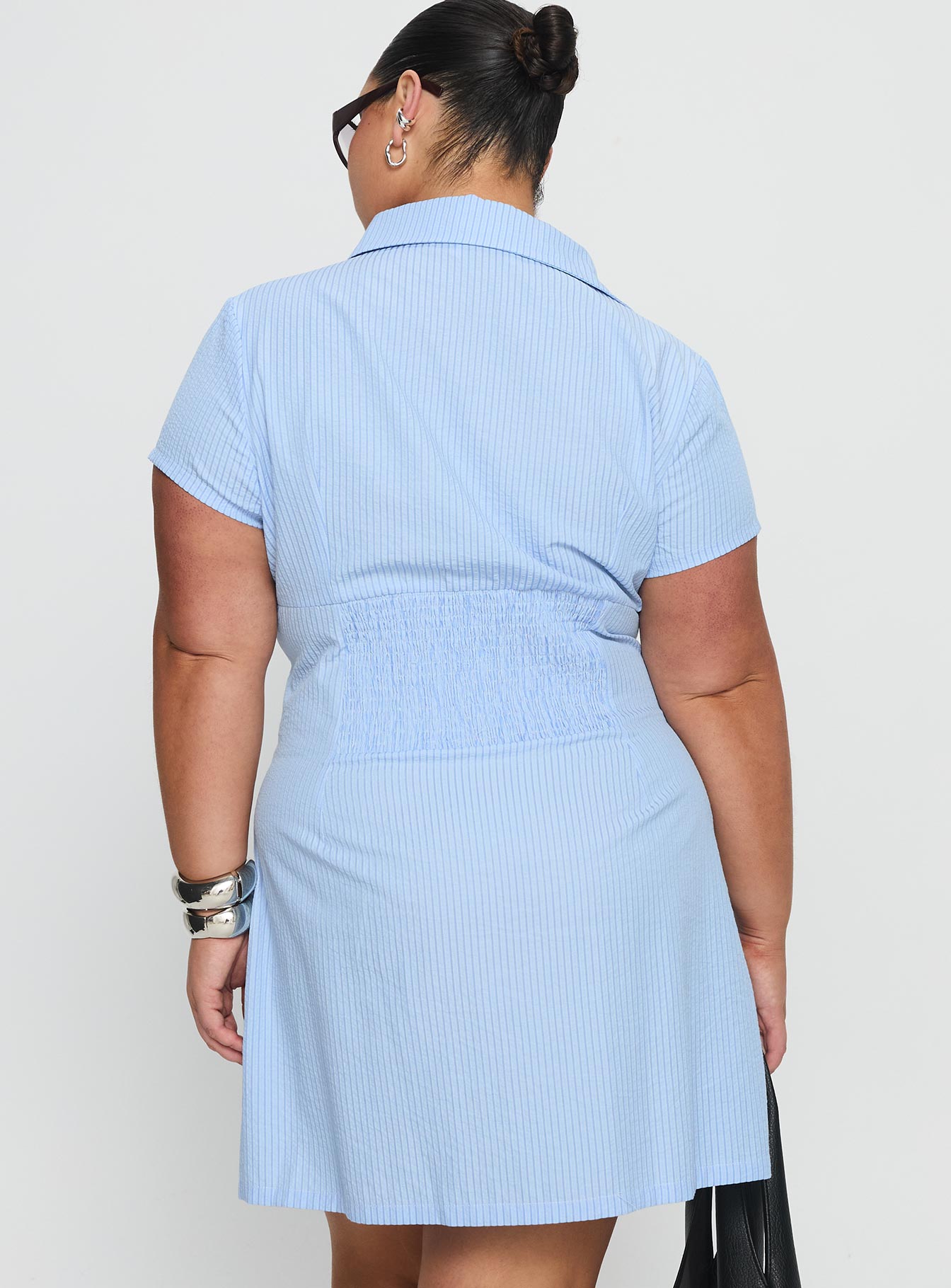 Motley Mini Dress Blue Stripe Curve - Image 5