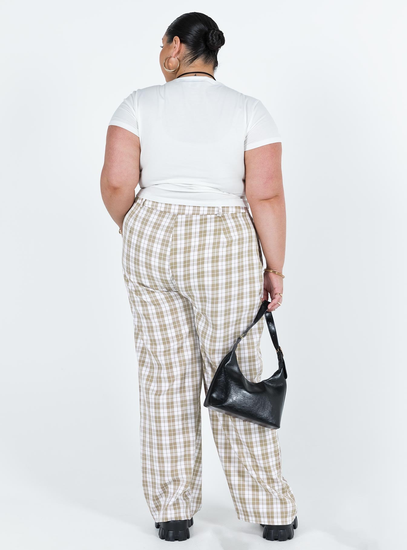 Archer Pants Beige Plaid Curve - Image 5