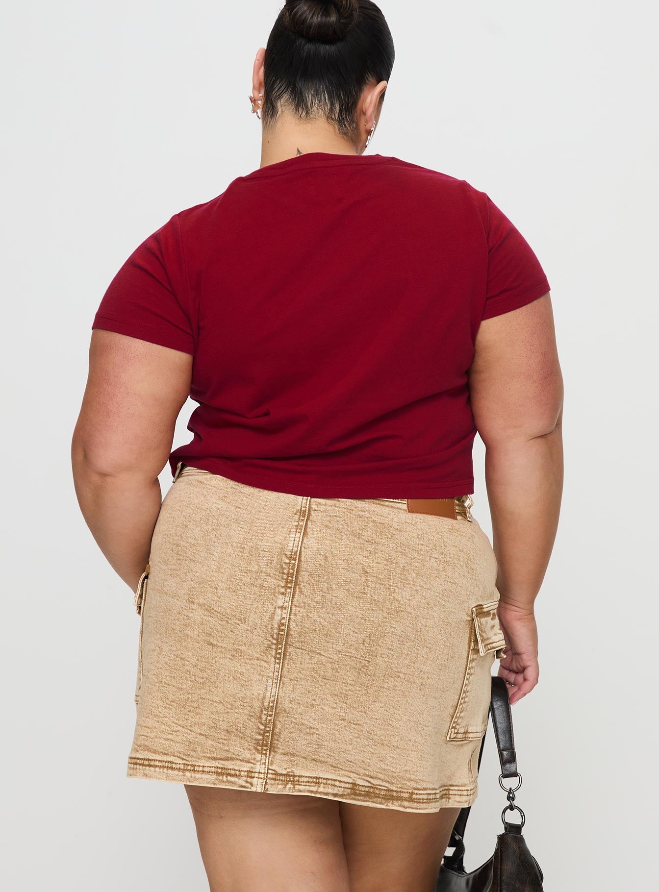 Velveta Low Rise Denim Skirt Camel Curve - Image 5
