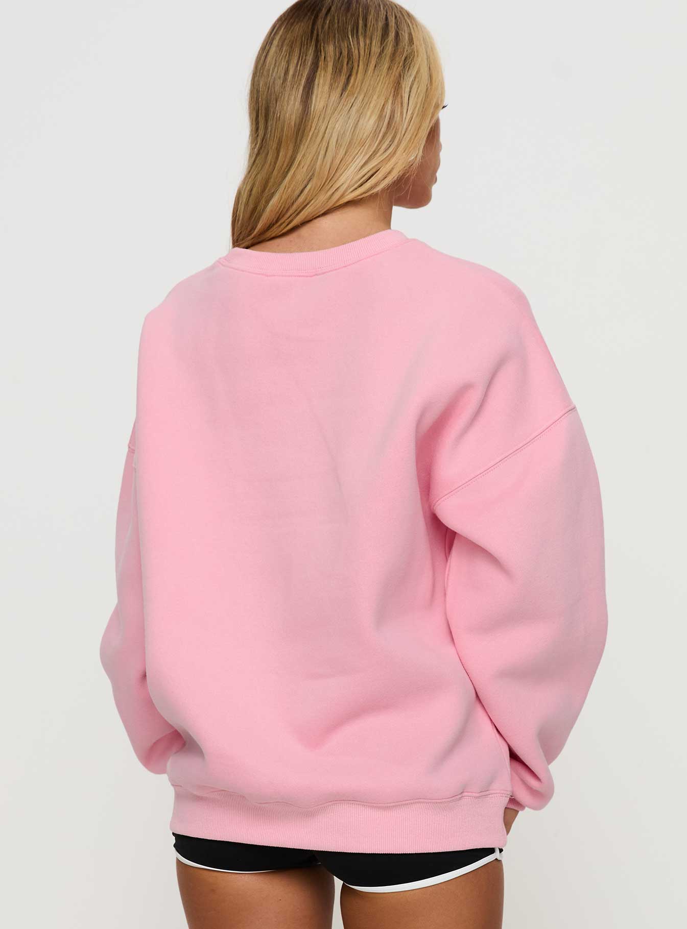 Princess Polly Classic Crew Neck Sweatshirt Bubble Text Pink - Image 4