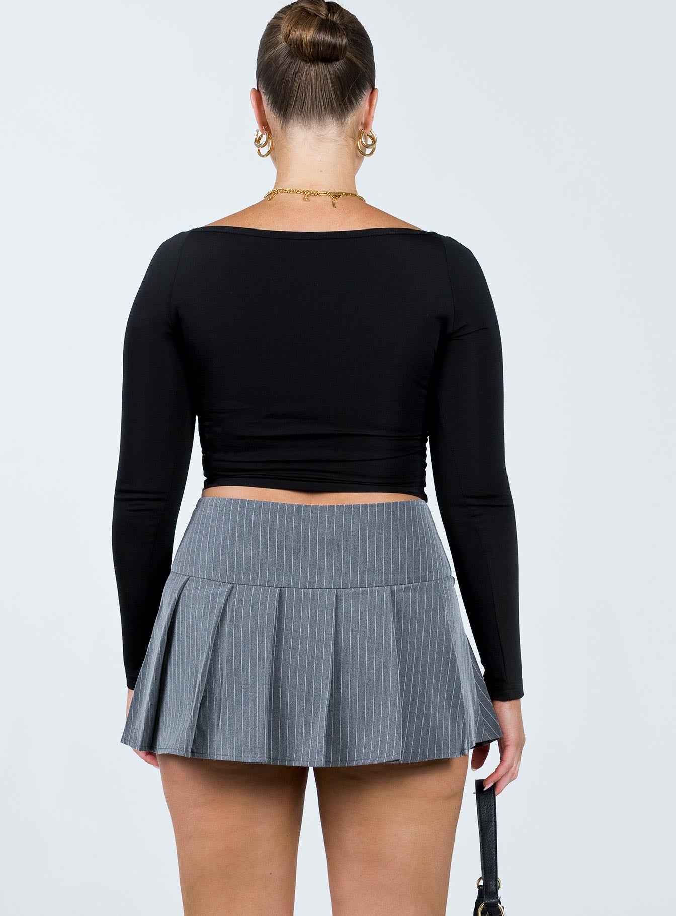 Motel Senona Skirt Pinstripe Grey - Image 5