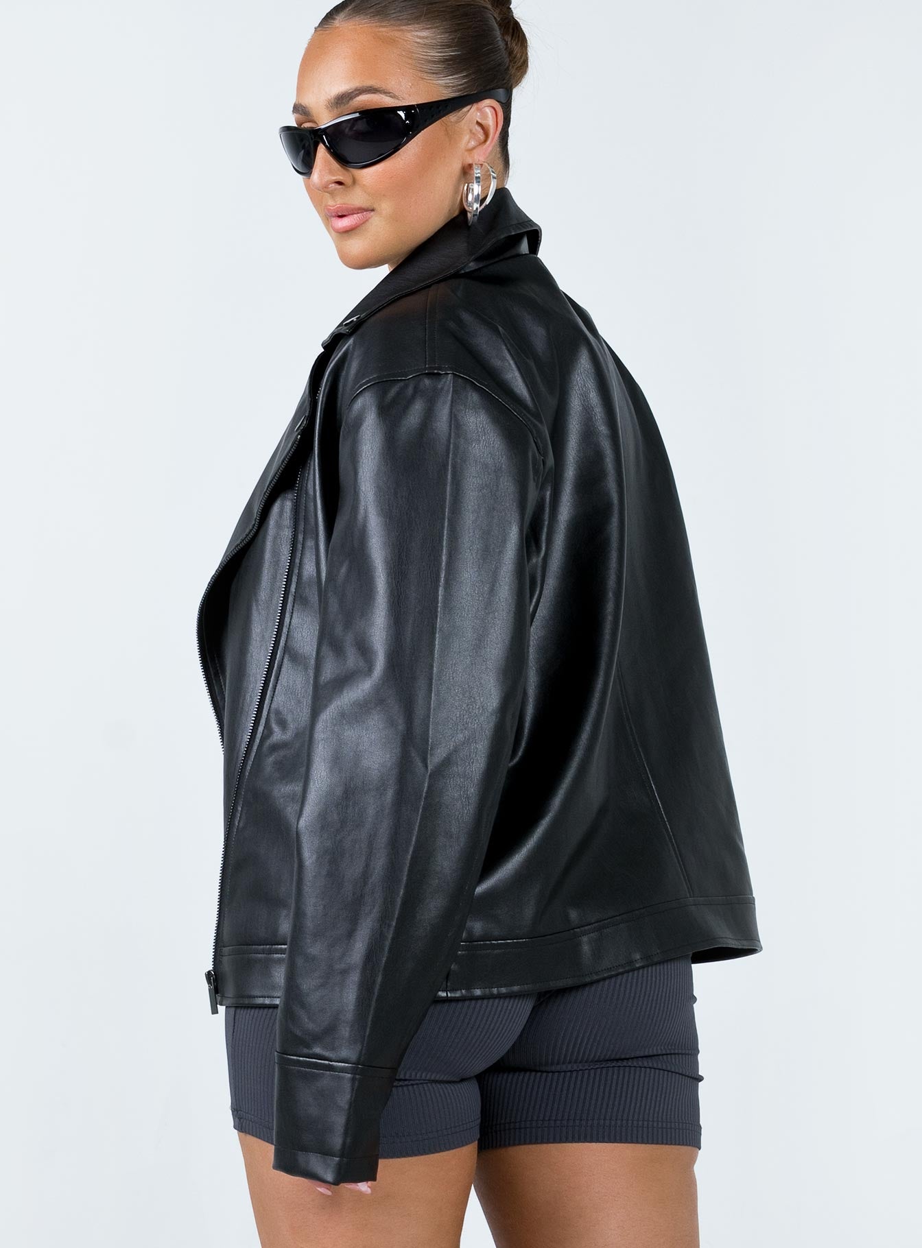 The Hitch Faux Leather Jacket Black - Image 5