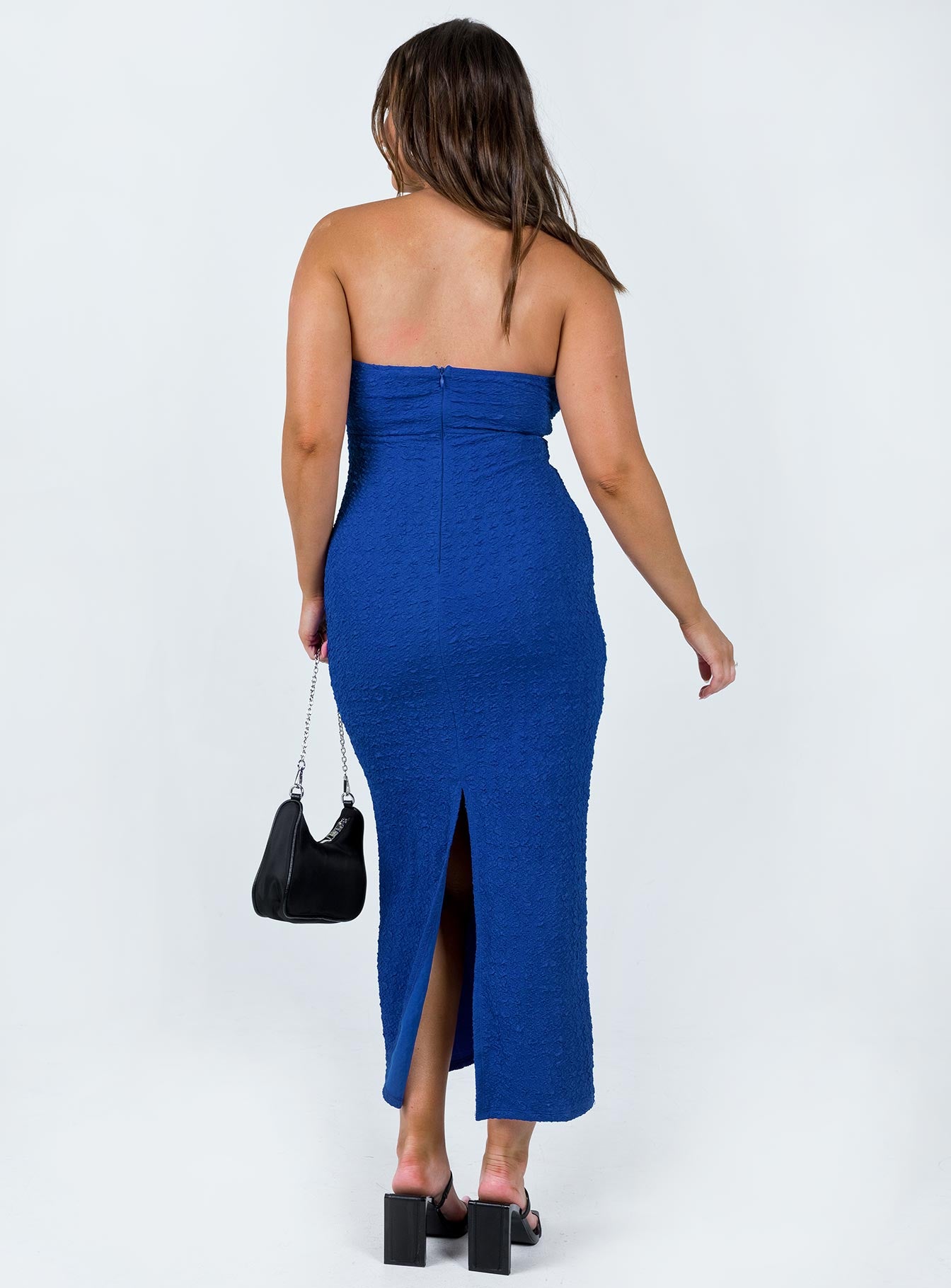 Talena Strapless Midi Dress Blue - Image 4
