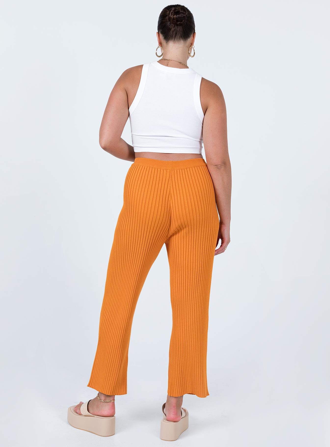 Ginny Ribbed Knit Pants Orange - Image 4