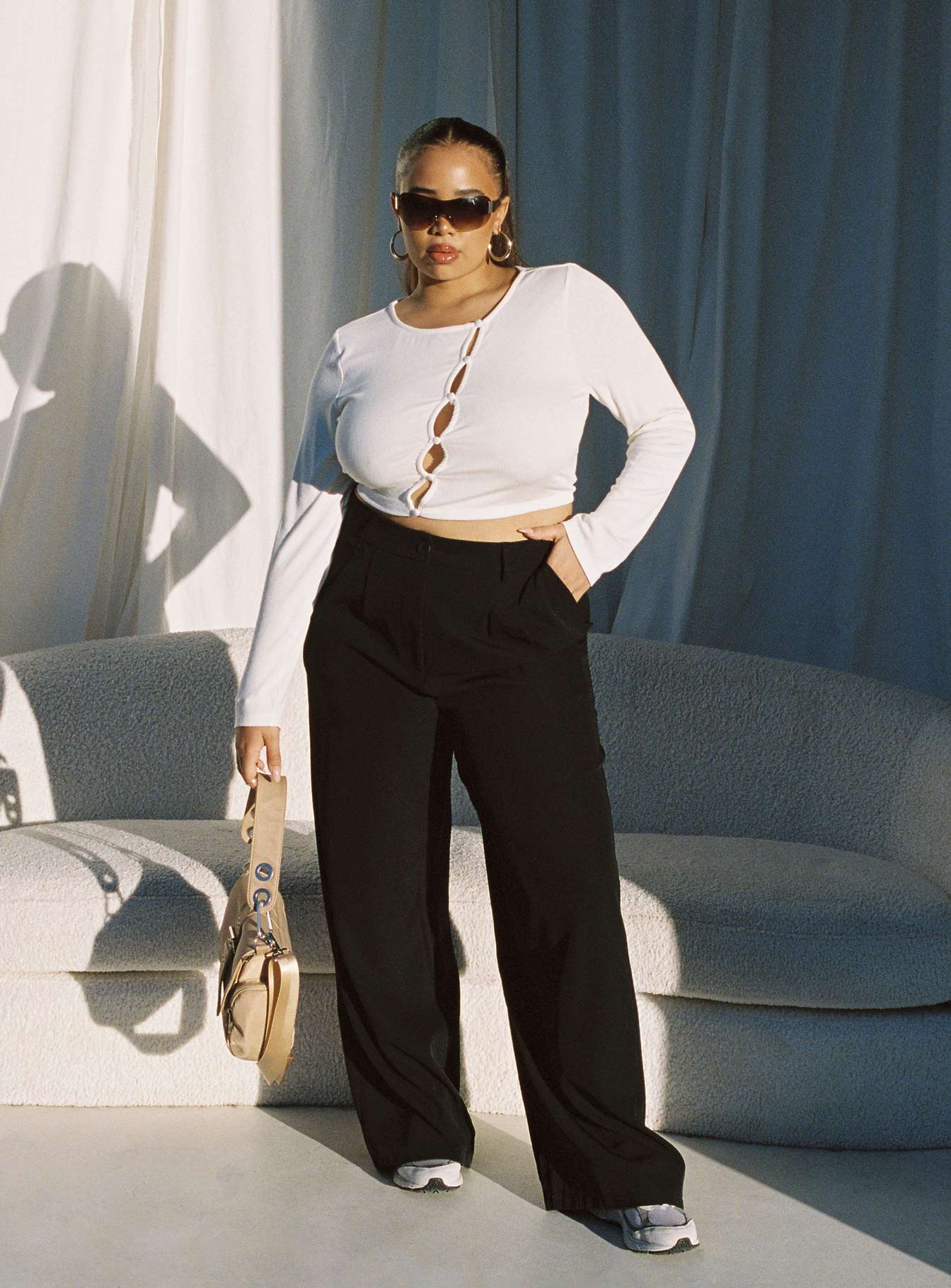 Astrid Long Sleeve Top White Curve - Image 4