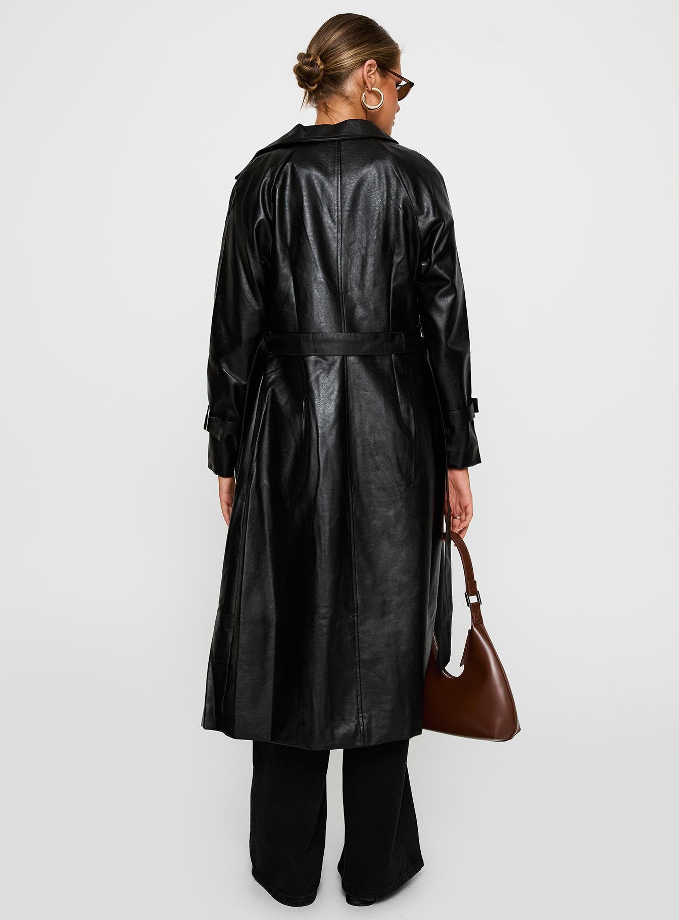 Montanna Faux Leather Coat Black - Image 5