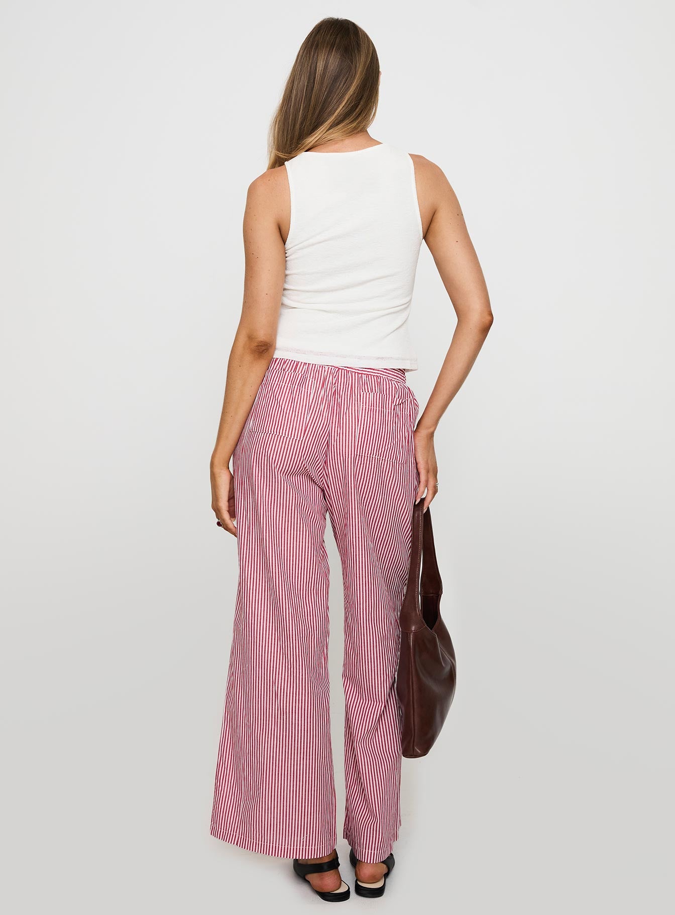 Holiday Tie Front Pants Red/White Stripe - Image 5