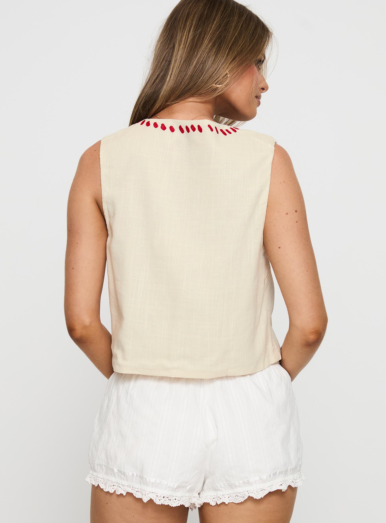 Grazia Vest Top Cream / Red - Image 5