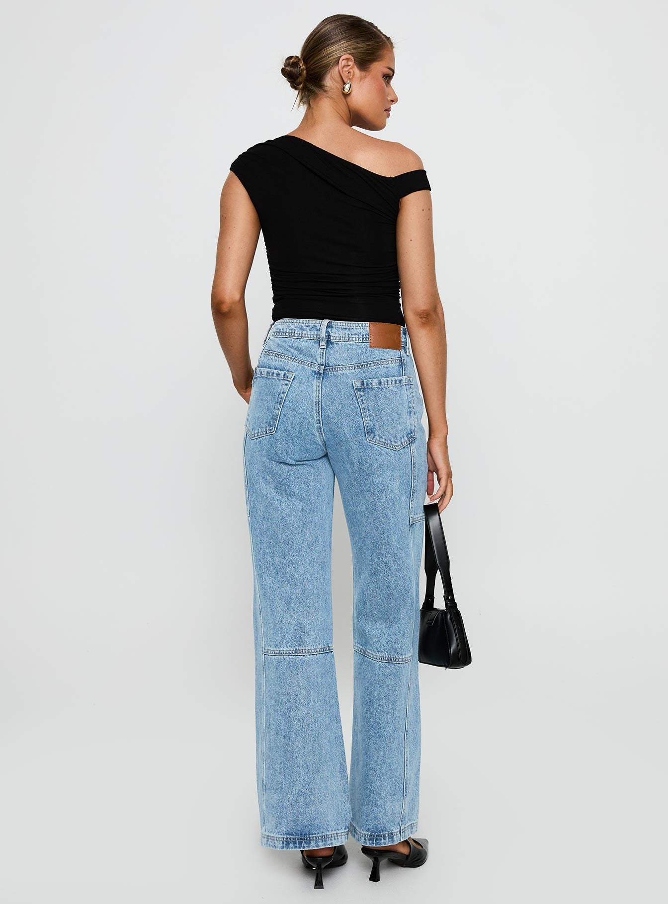 Chad Cargo High Rise Wide Leg Jeans Mid Wash - Image 4